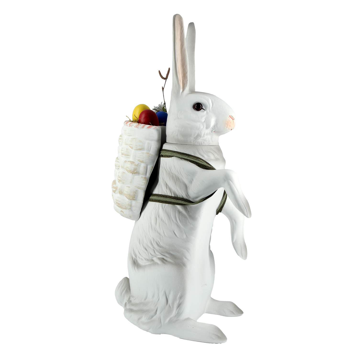 Large upright Easter hare with lift-off head, white