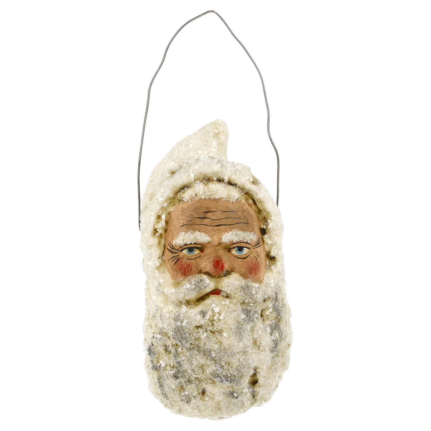 Großer Weihnachtsmannkopf, antikweiß, Glitter, MAROLIN