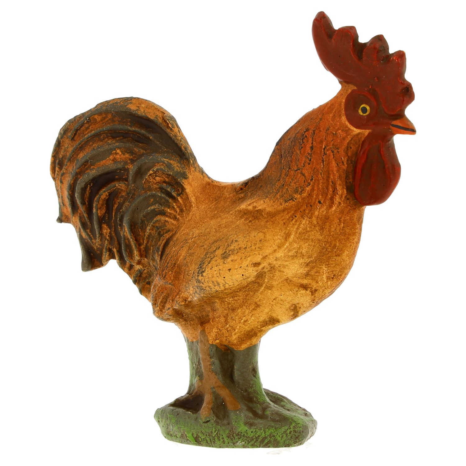 Rustikale Hahnfigur aus Gusseisen, handbemalte Deko für Haus und Garten im Bauernhof-Stil