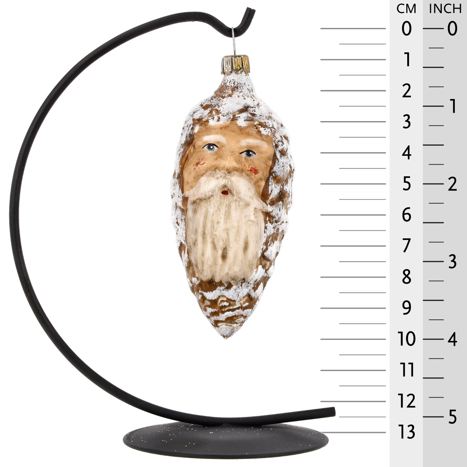 Retro Vintage style Christmas Glass Ornament - Cone with face brown