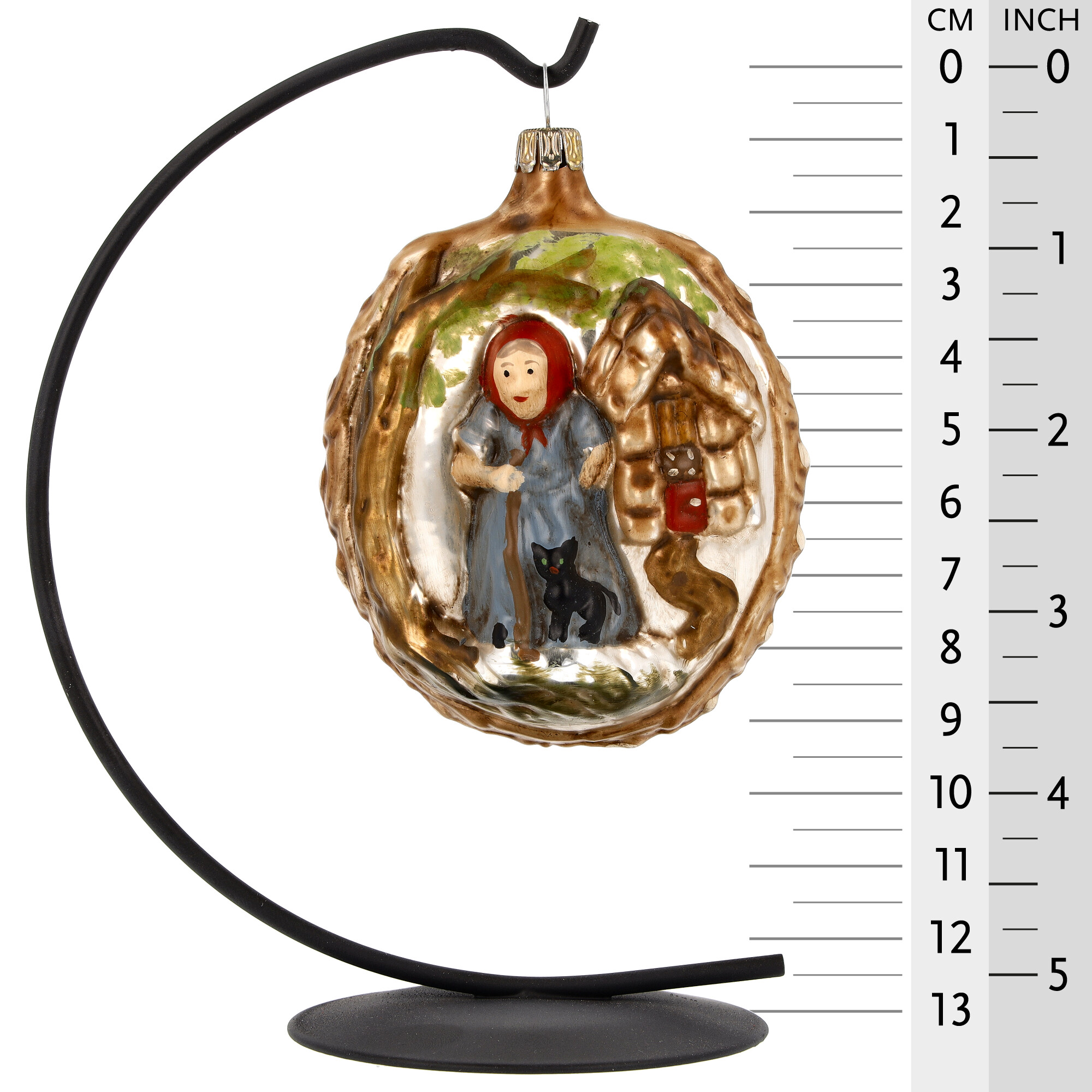 Retro Vintage style Christmas Glass Ornament - Hansel & Gretel with witch
