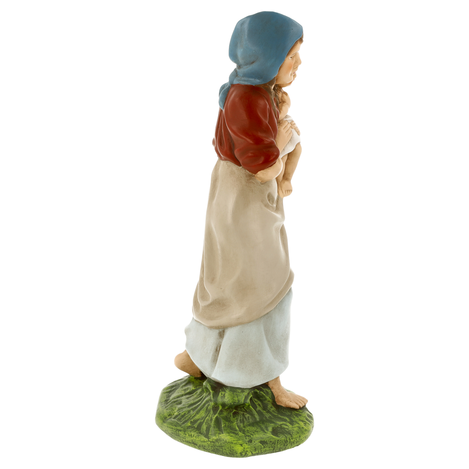 Krippenfigur Papiermaché Hirtin mit Kind 21 cm MAROLIN