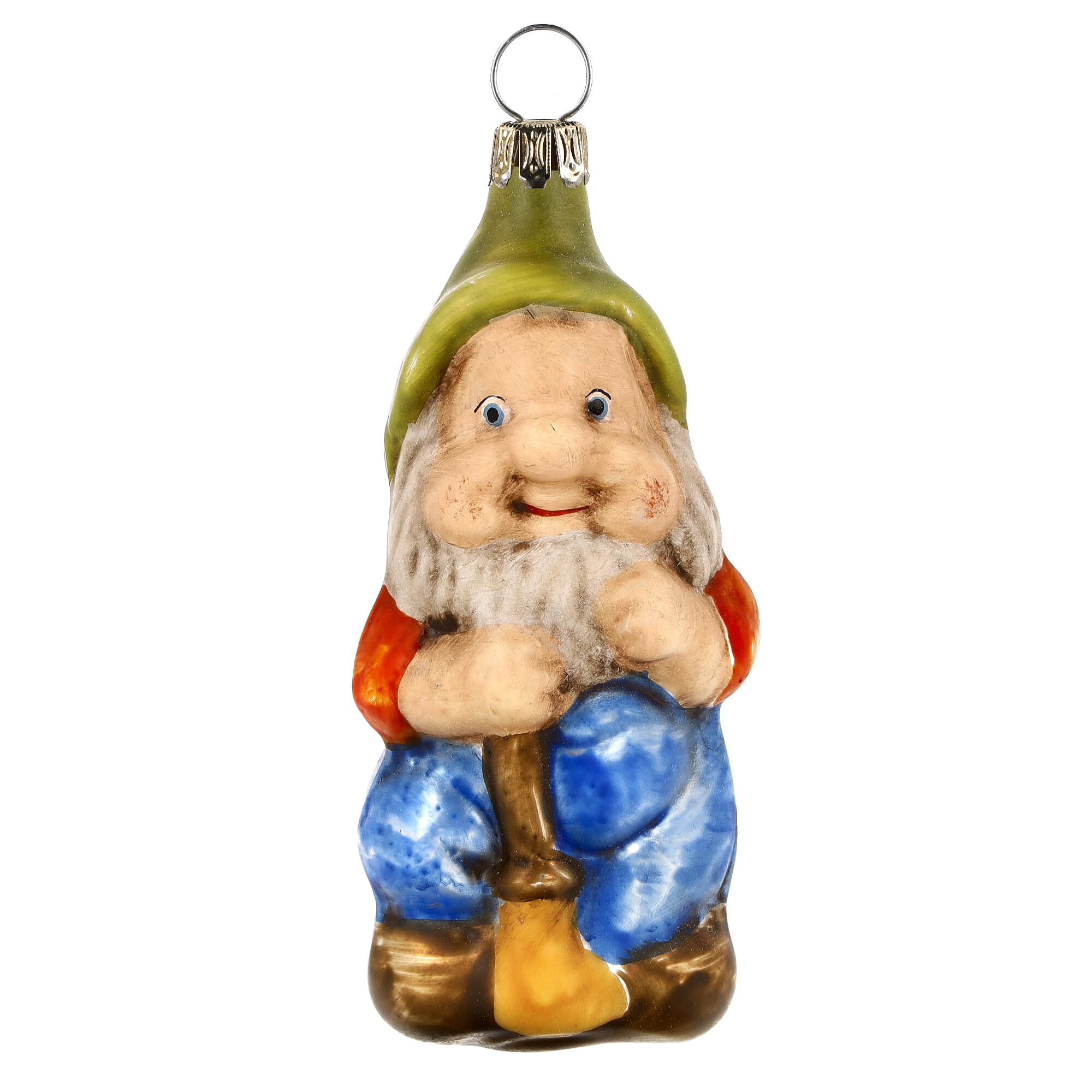 Retro Vintage style Christmas Glass Ornament - Dwarf with broom