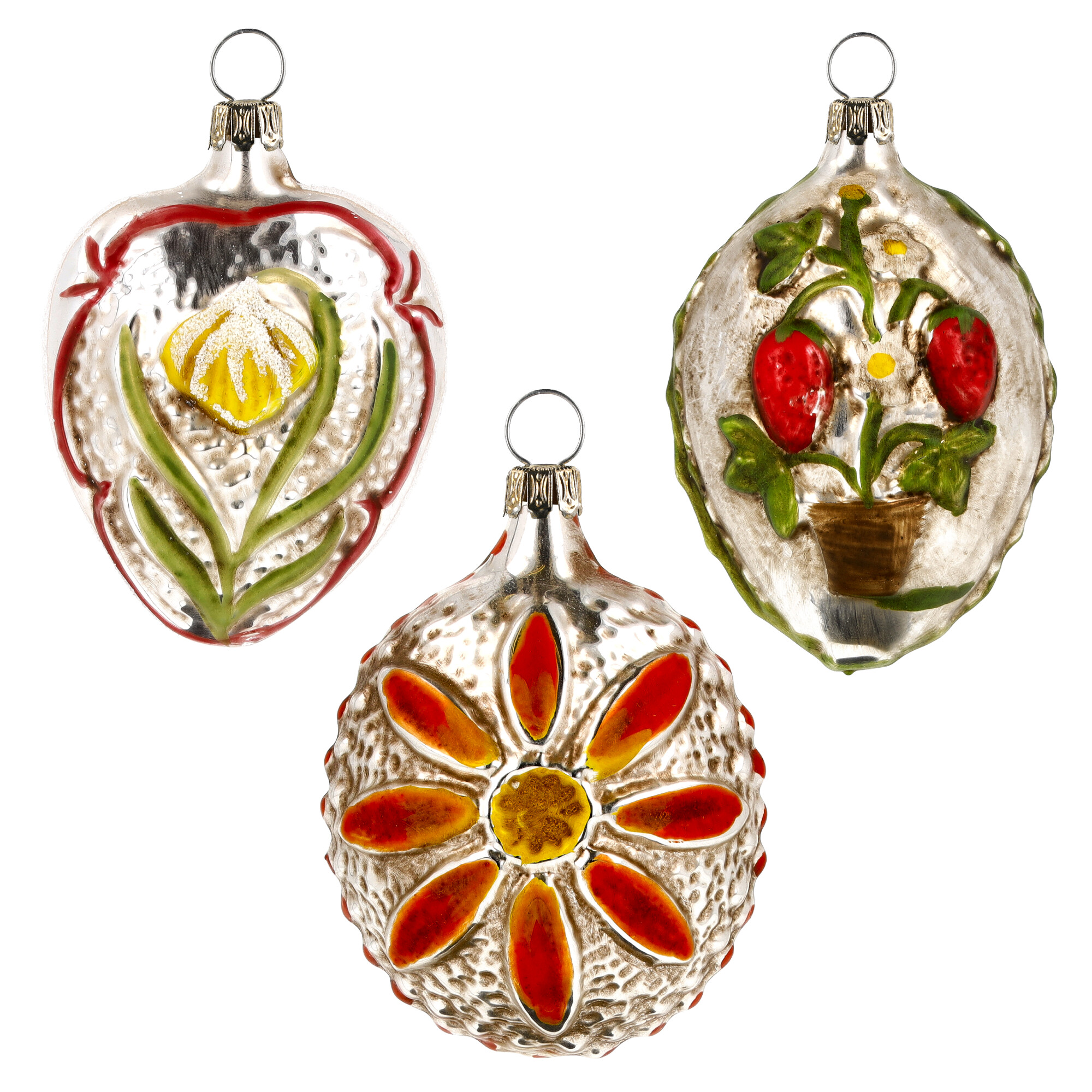 Retro Vintage style Christmas Glass Ornament - Ornament set Spring awakening