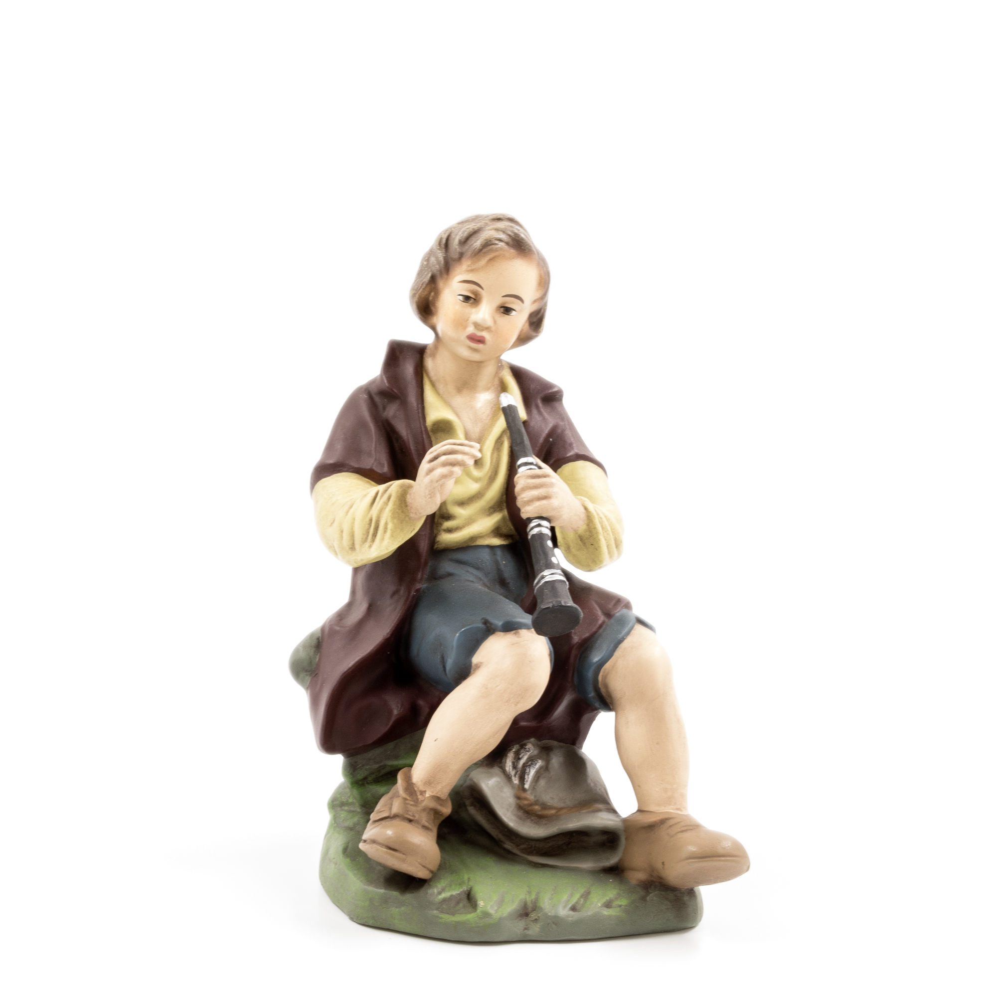 Sitting shepherd with flute, to 8.5 in. figures