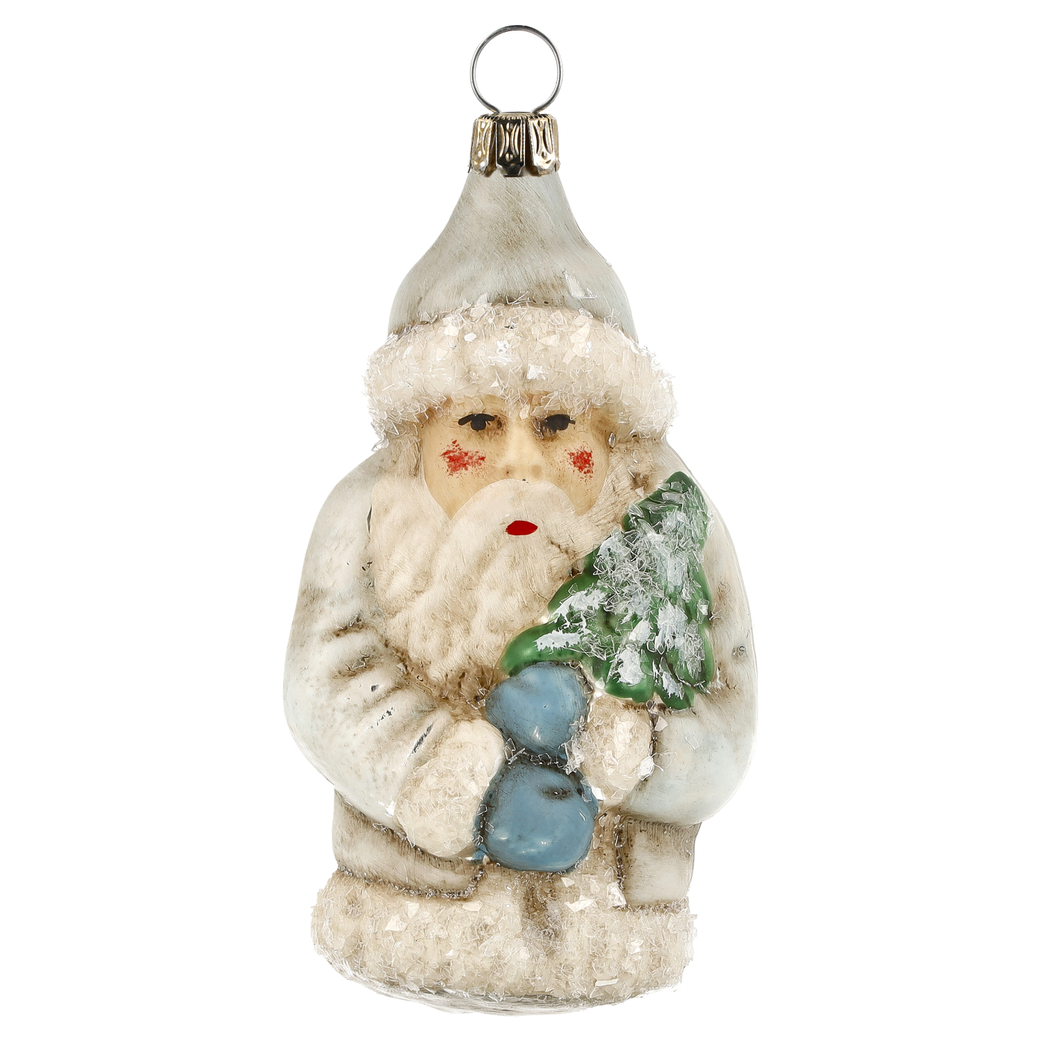 Weihnachtsanhänger Weihnachtsmann aus Glas mit Baum