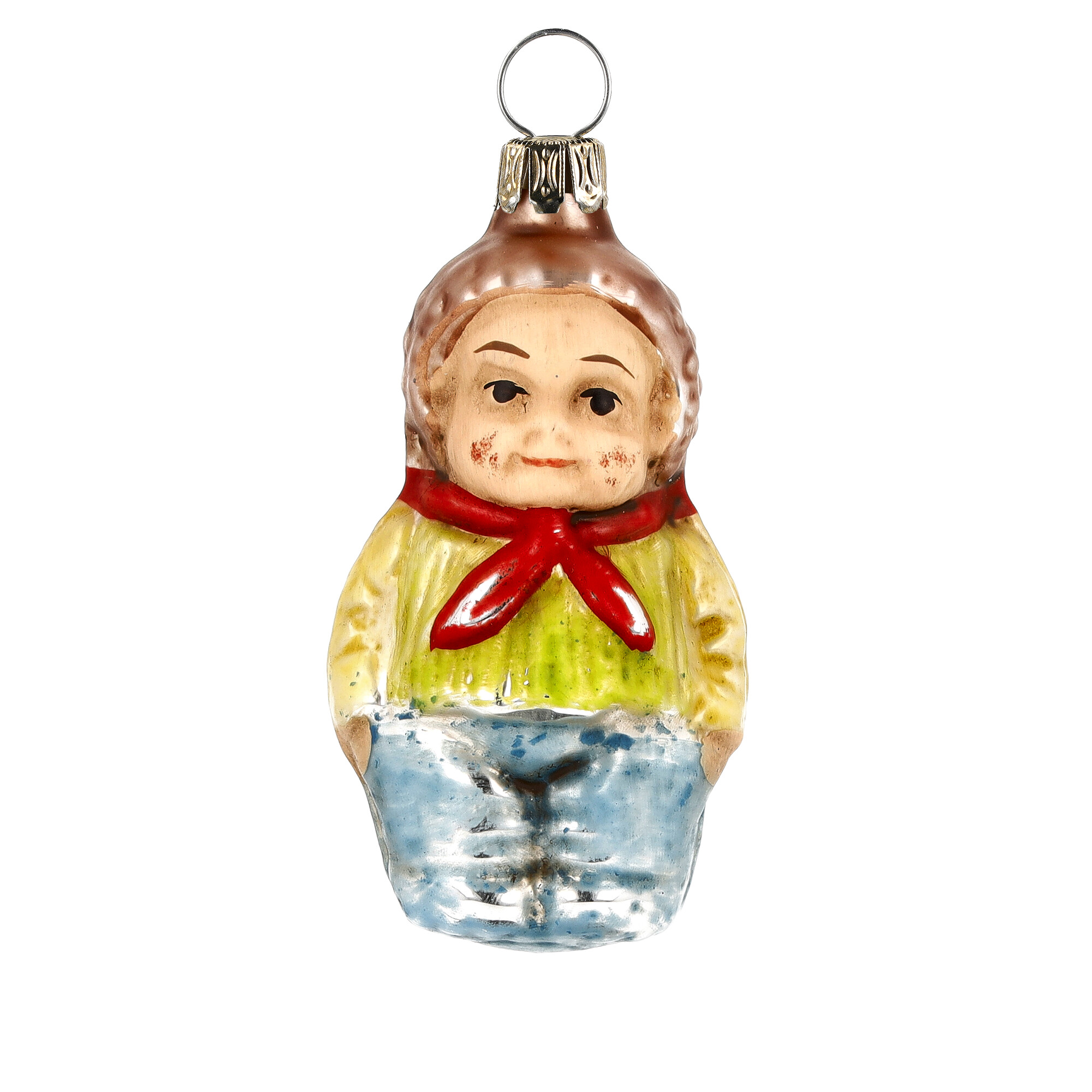 Retro Vintage style Christmas Glass Ornament - Boy with cap