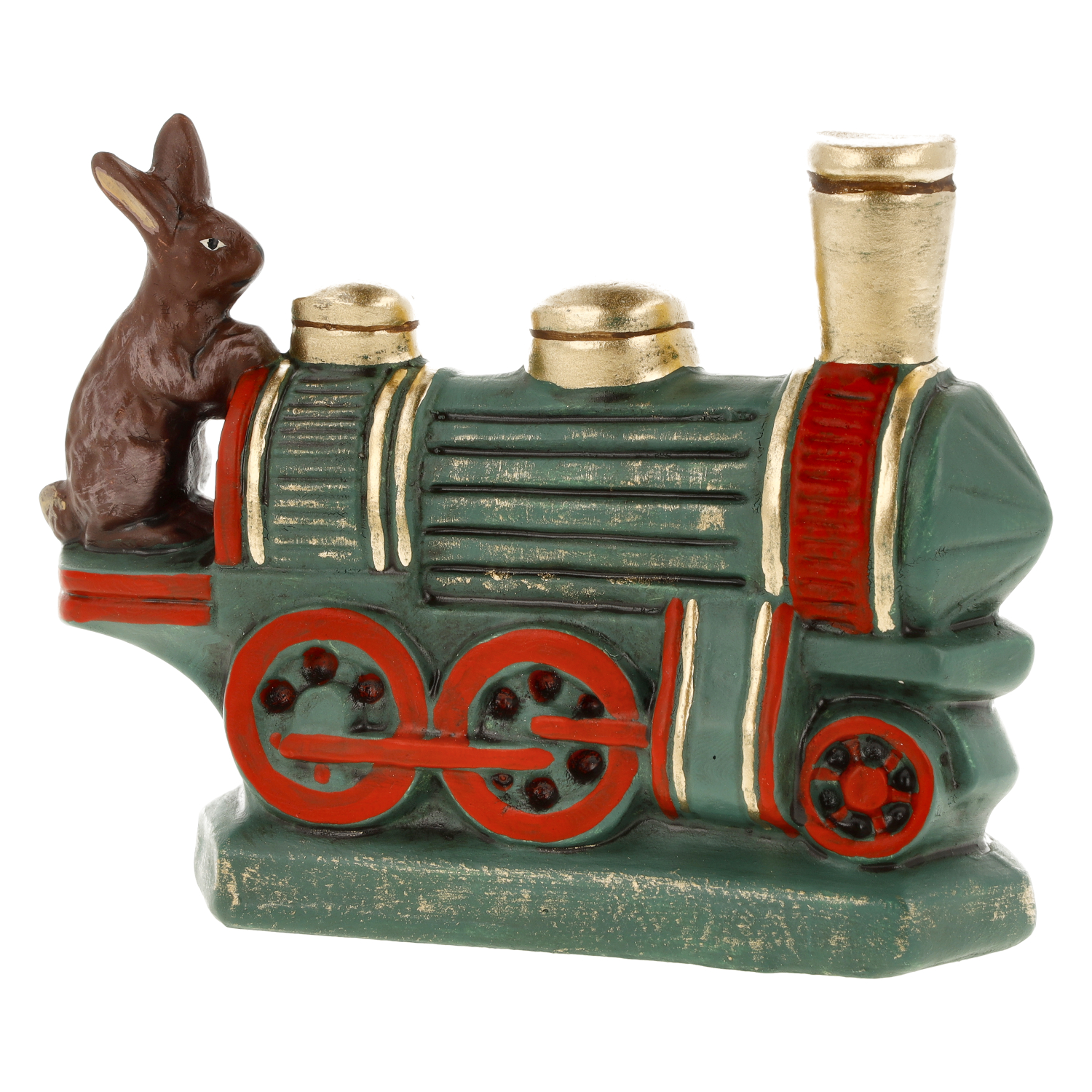 Deko-Lok Figur mit Hase, grün-rot, Retro