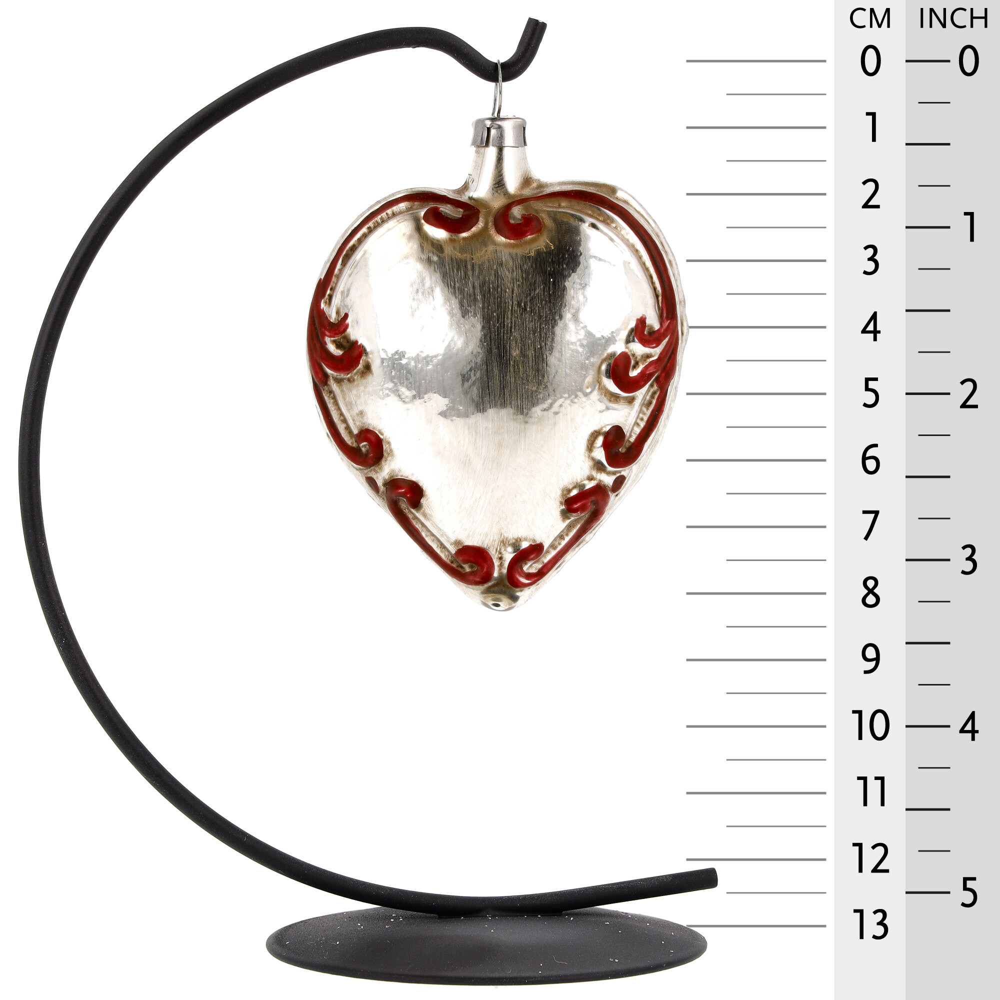 Retro Vintage style Christmas Glass Ornament - Heart with baroque ornaments