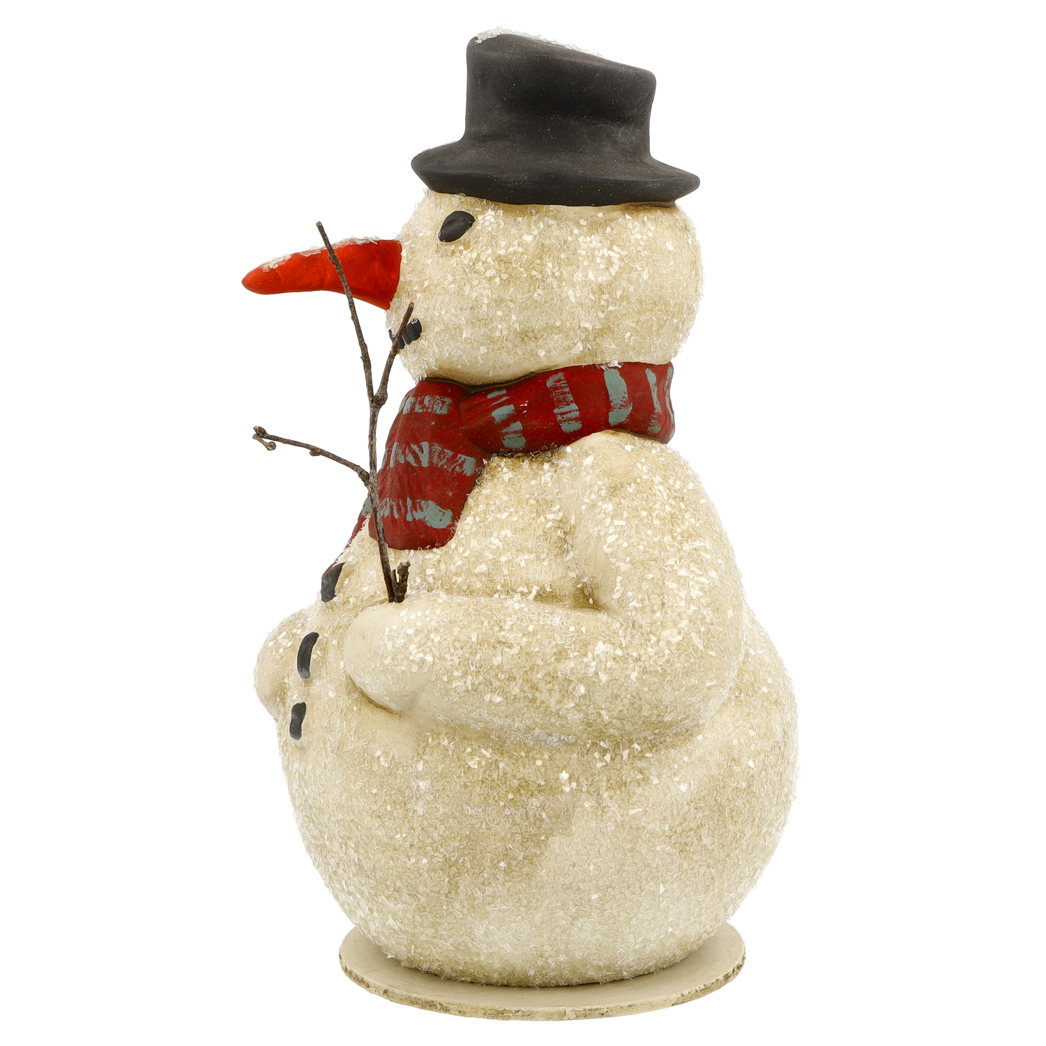 Deko-Schneemann mit rotem Schal, Hut und Zweigarmen