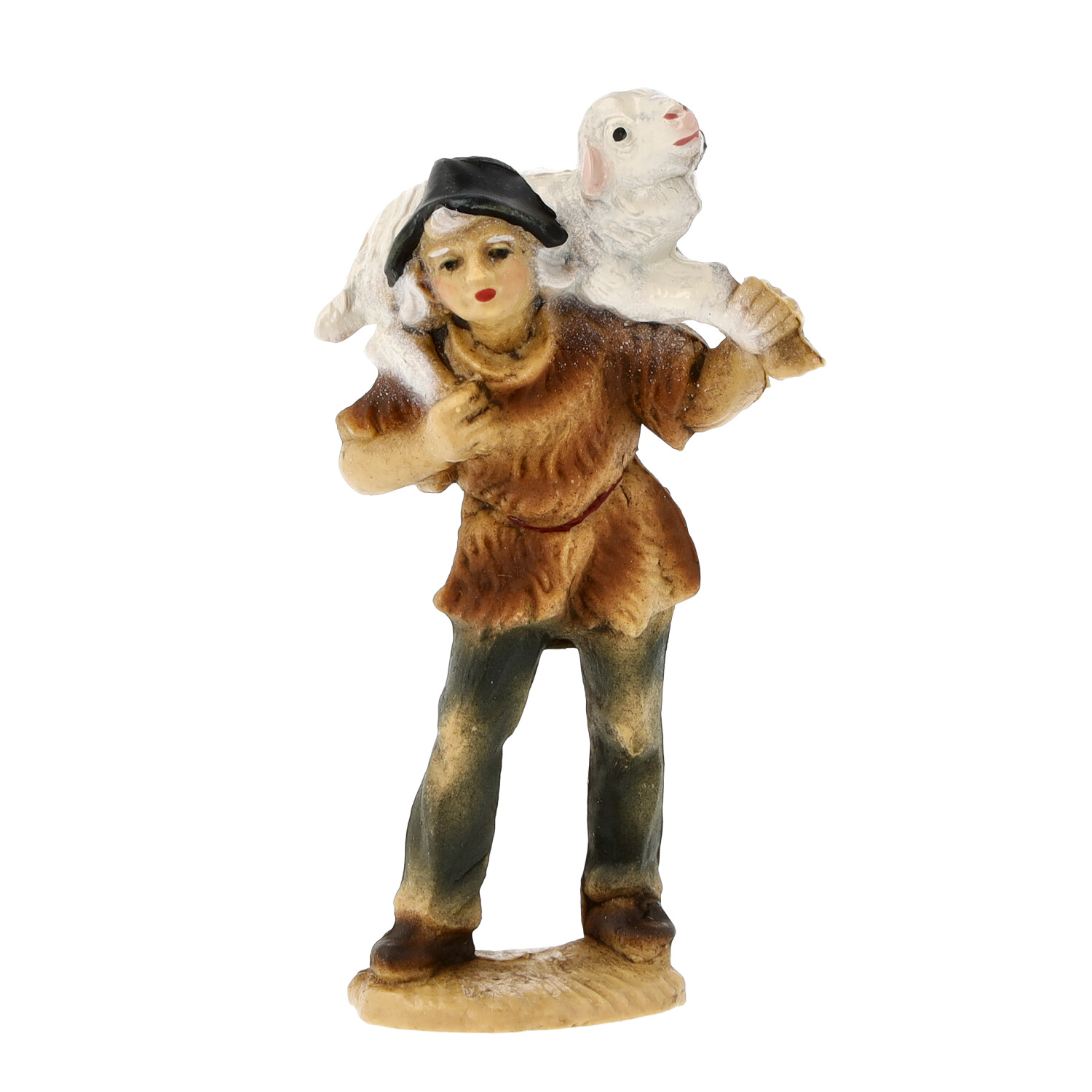 Shepherd with sheep on shoulder - Marolin Plastik - Resin Nativity figure - made in Germany