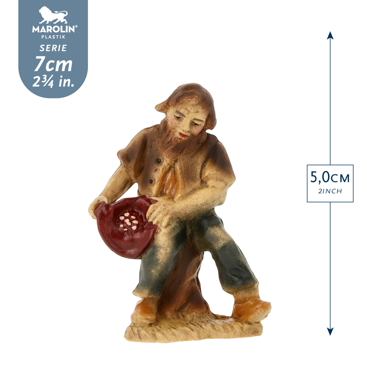 Sitting shepherd - Marolin Plastik - Resin Nativity figure - made in Germany