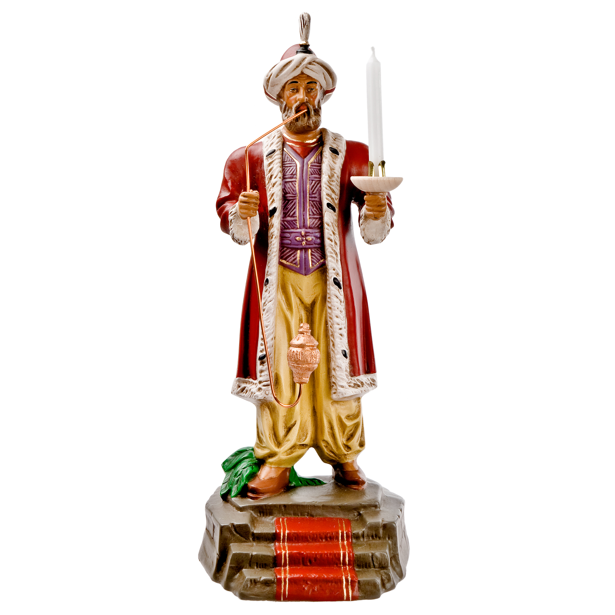 Turk with pipe and candle, Height: 11.75 inches
