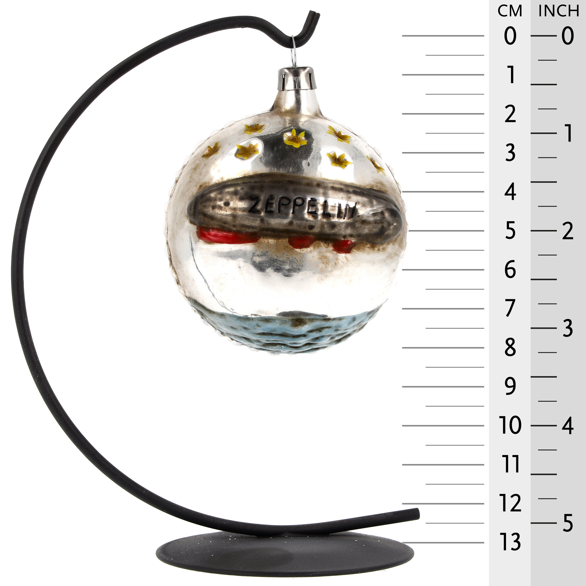 Retro Vintage style Christmas Glass Ornament - Ball with Zeppelin airship