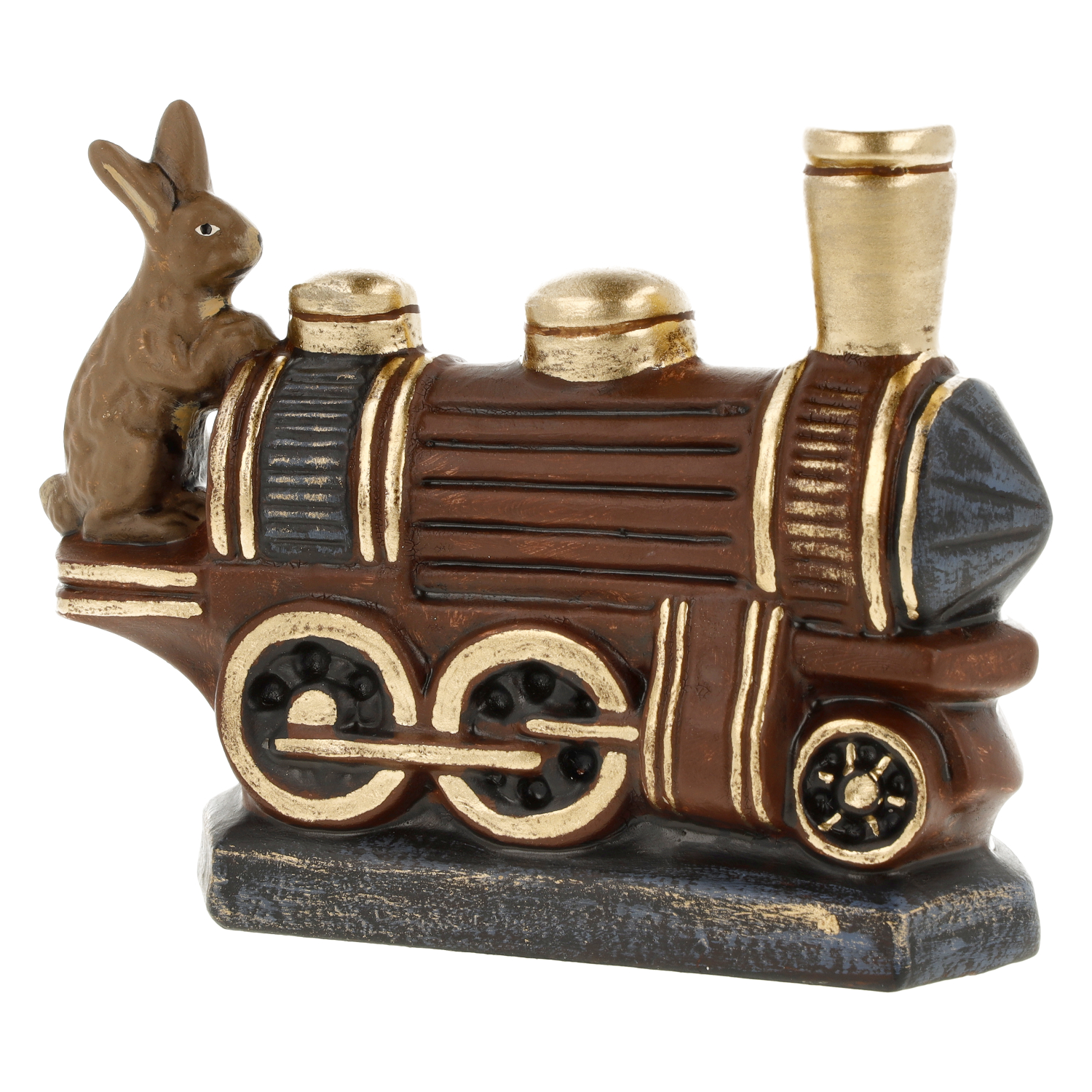 Keramik-Deko-Lok mit Hase in Braun und Gold