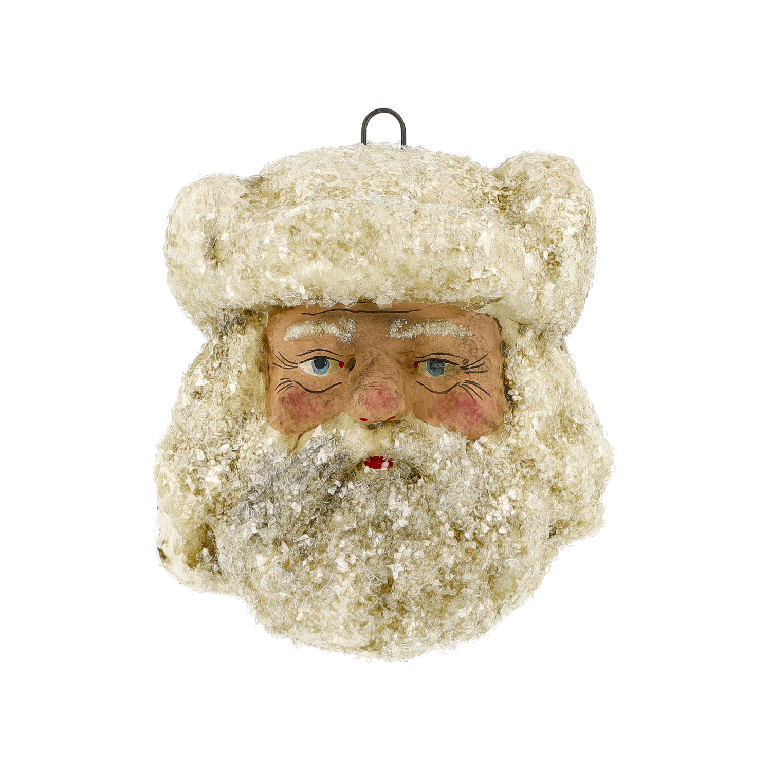 Großer Weihnachtsmannkopf mit Glitter, antikweiß | 1