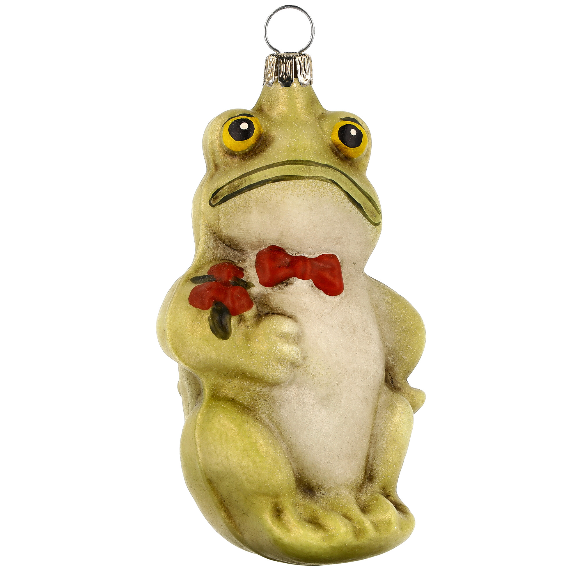 Retro Vintage style Christmas Glass Ornament - Frog with bow tie
