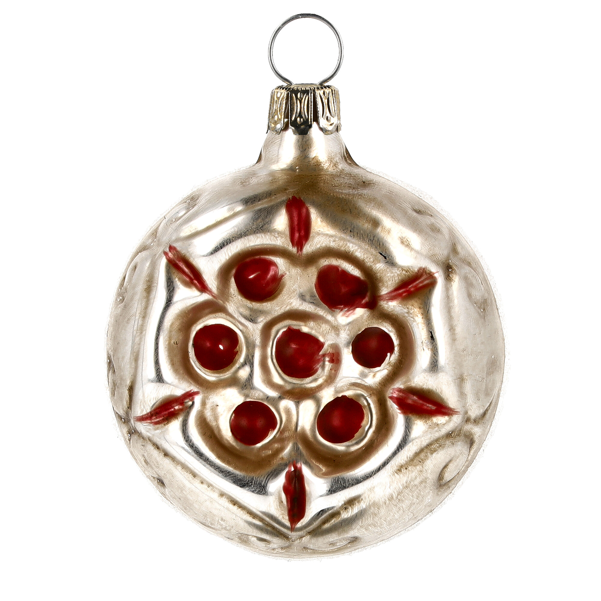 Retro Vintage style Christmas Glass Ornament - Red Flower