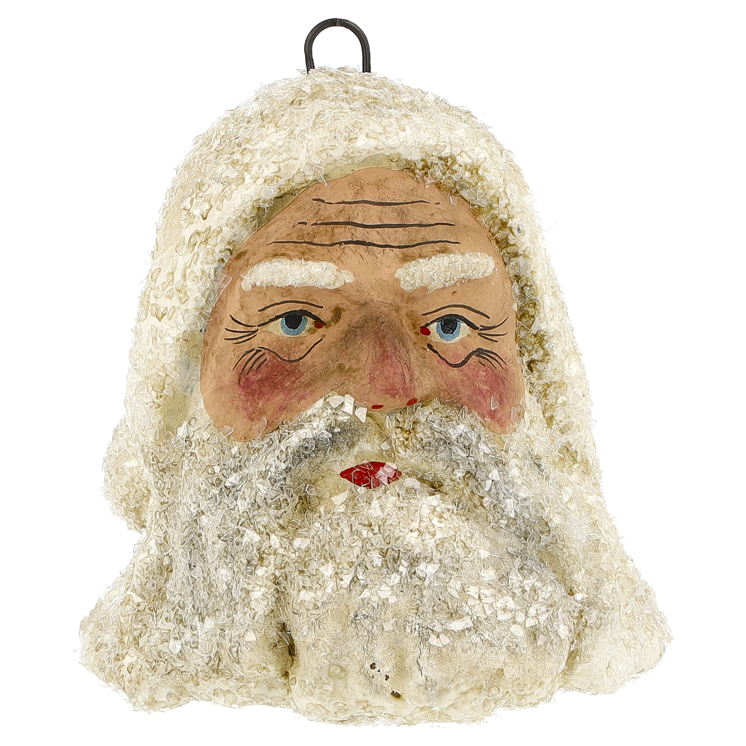 Großer Weihnachtsmannkopf, antikweiß, Glitter, MAROLIN