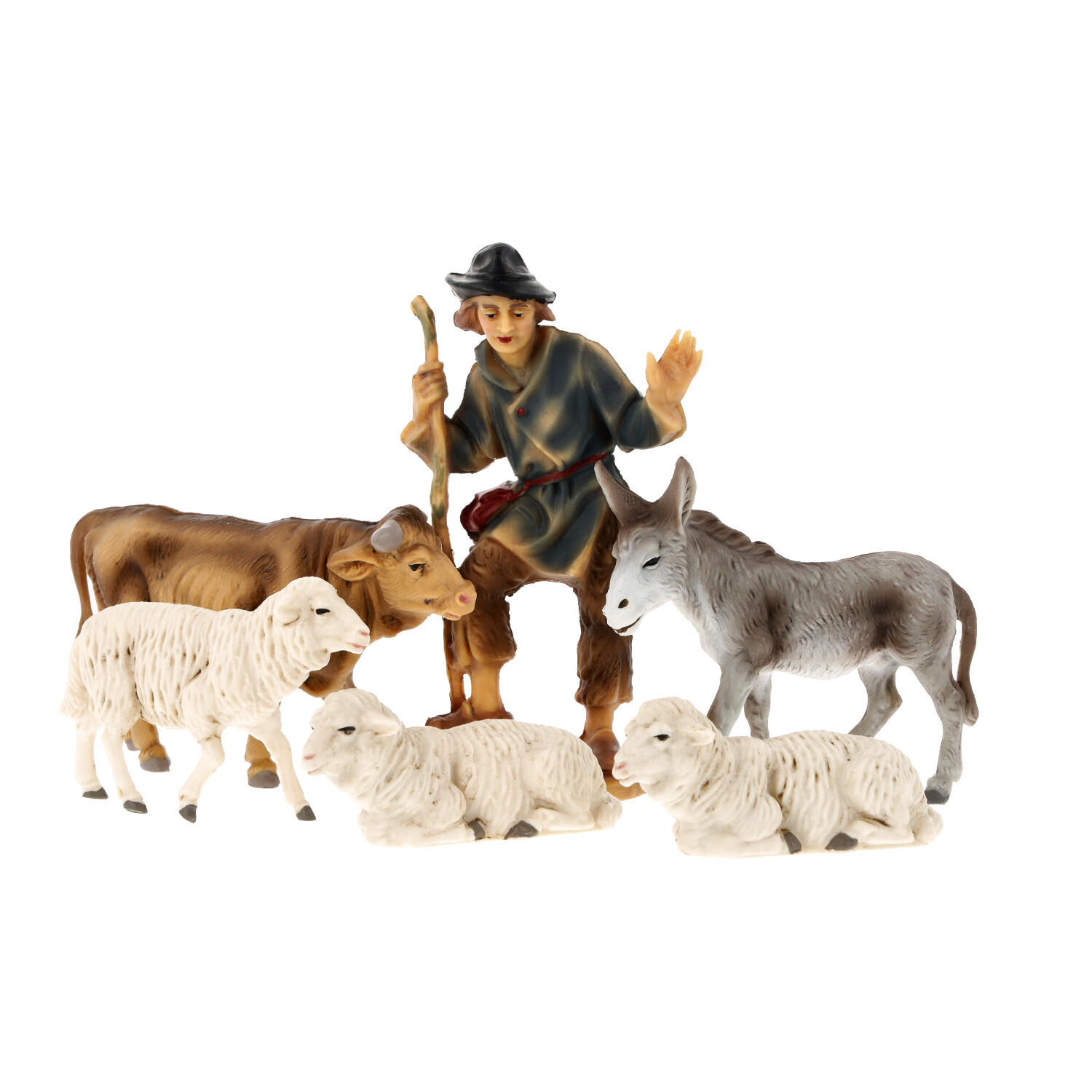 Animal group with shepherd - Marolin Plastik - Resin Nativity figure - made in Germany