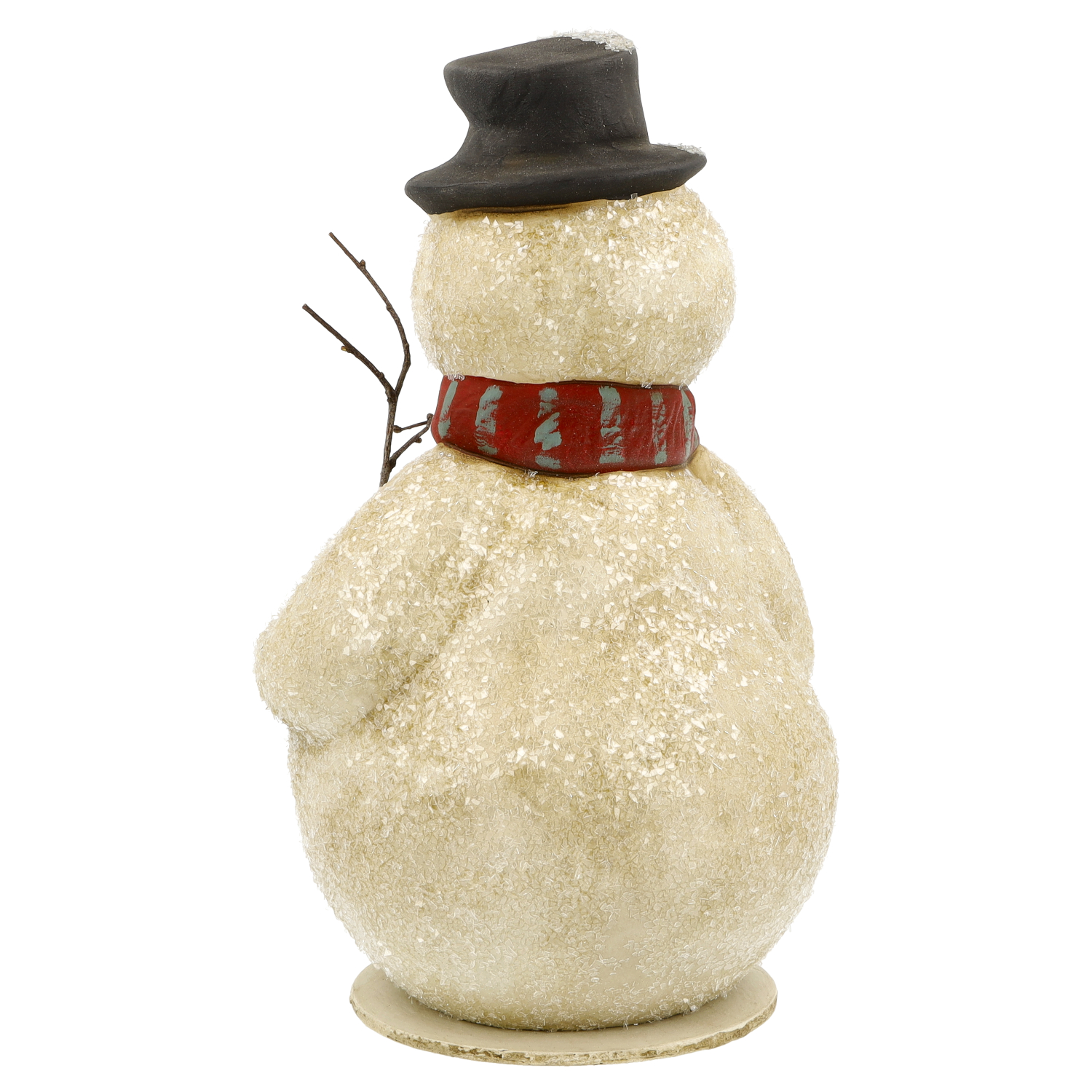 Deko-Schneemann hinten, Hut, roter Schal, Zweigarm