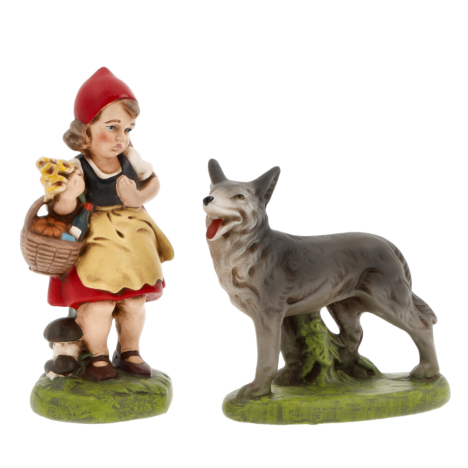 Little red riding hood and wolf - German fairy tale figure - Brothers Grimm - Marolin - made in Germany
