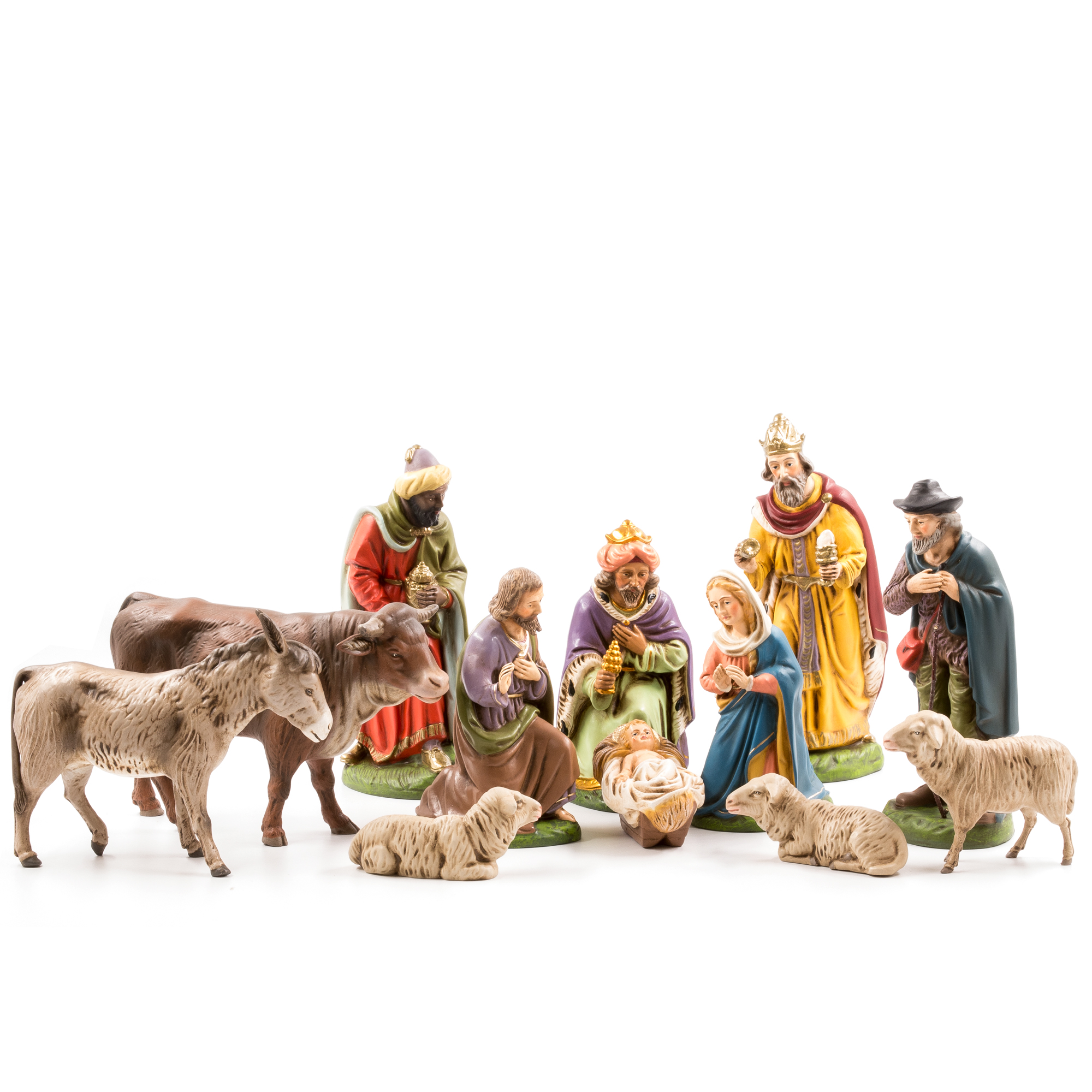 Nativity set with 12 figures, to 6.75 in. figure size