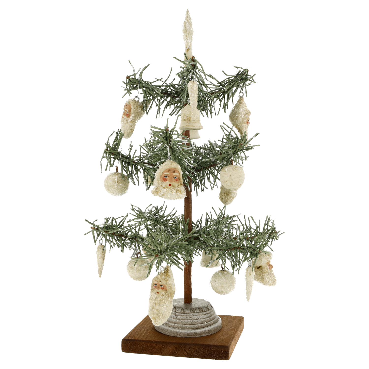 Deko-Tischbaum mit Retro-Weihnachtsmann-Anhängern
