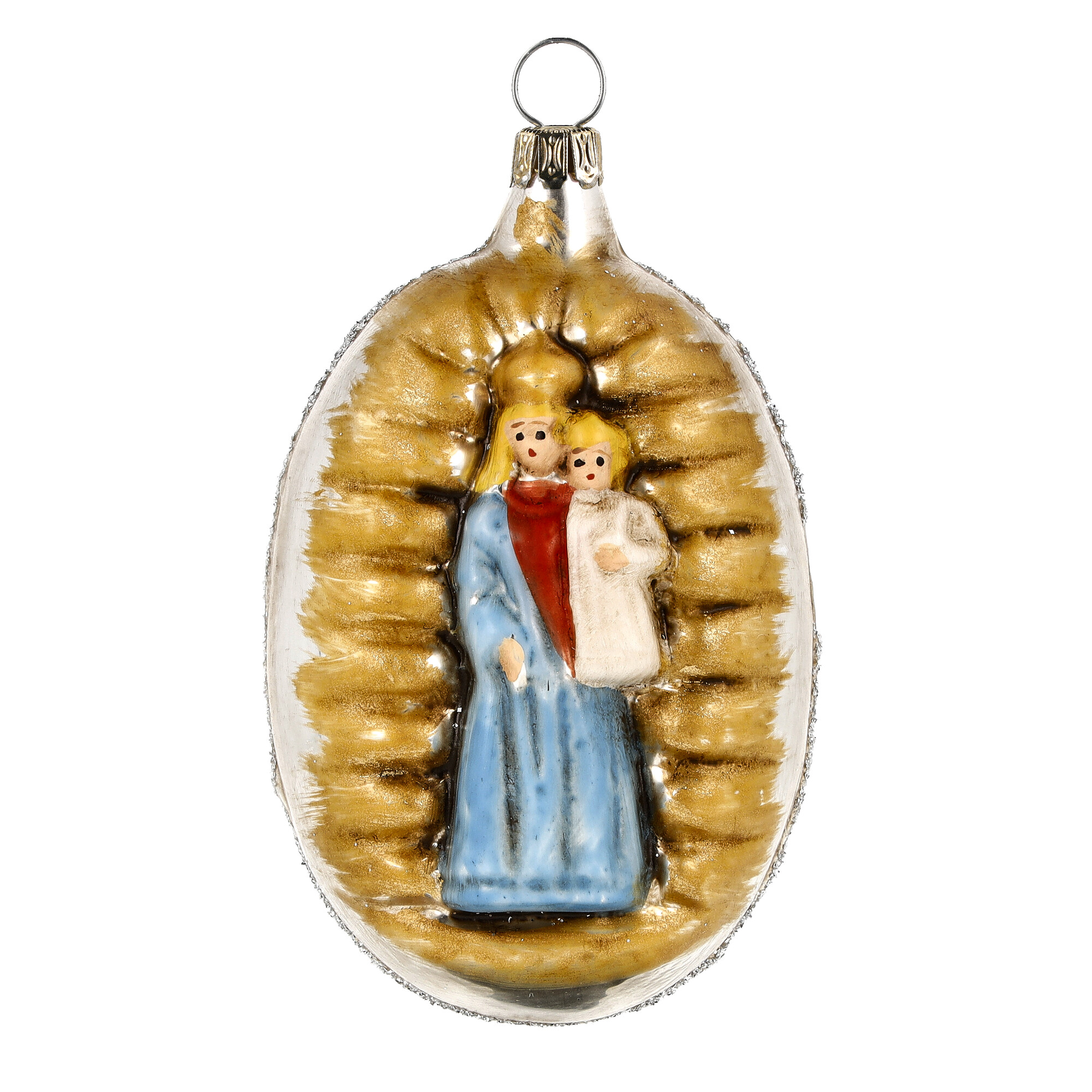Retro Vintage style Christmas Glass Ornament - Madonna with child
