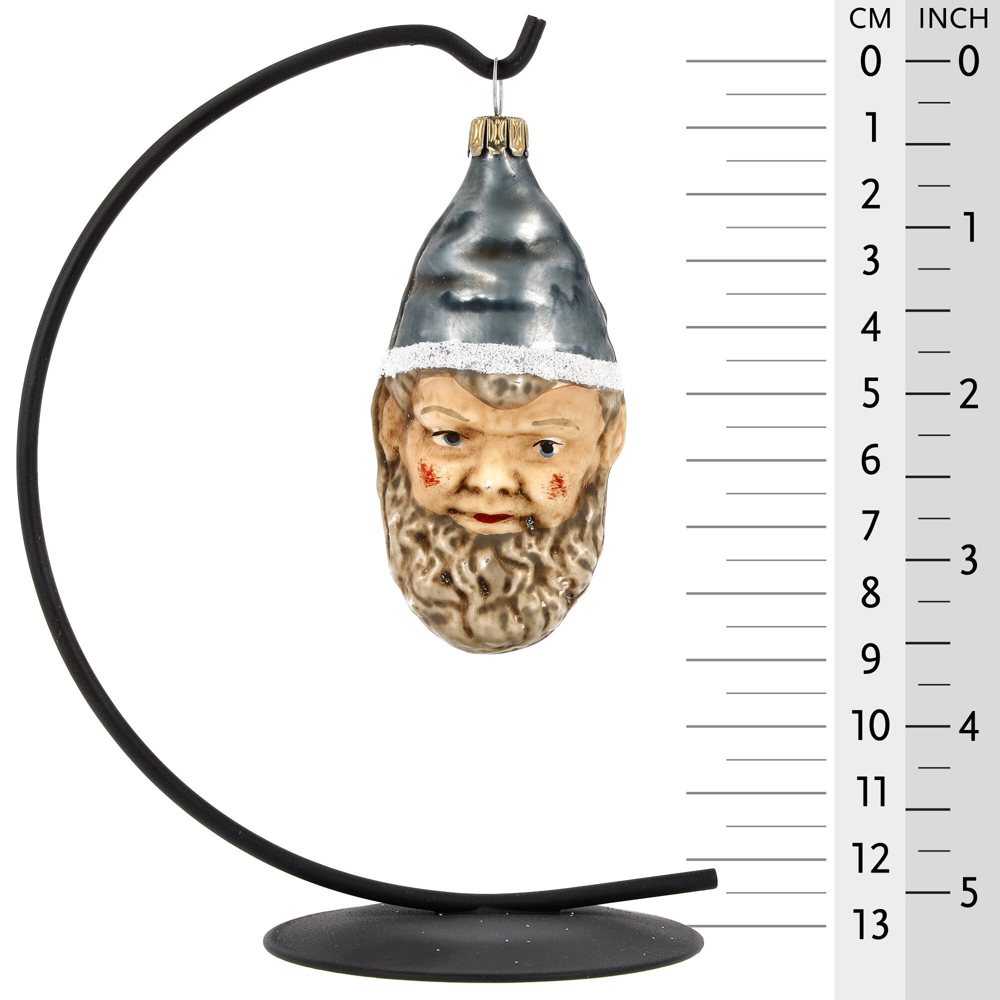 Retro Vintage style Christmas Glass Ornament - Dwarf with blue hat