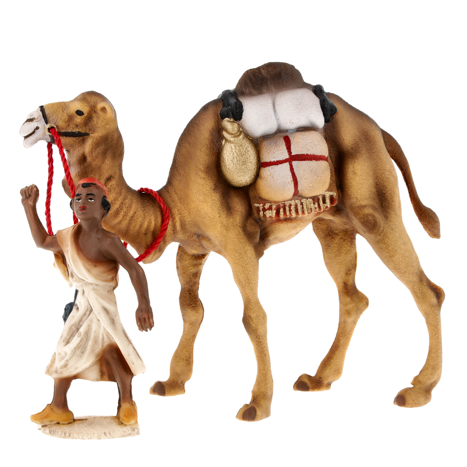 Kamel mit Gepäck und Treiber, zu 12cm Fig. (Kunststoff)  - Marolin Plastik - Krippenfigur aus Kunststoff - made in Germany