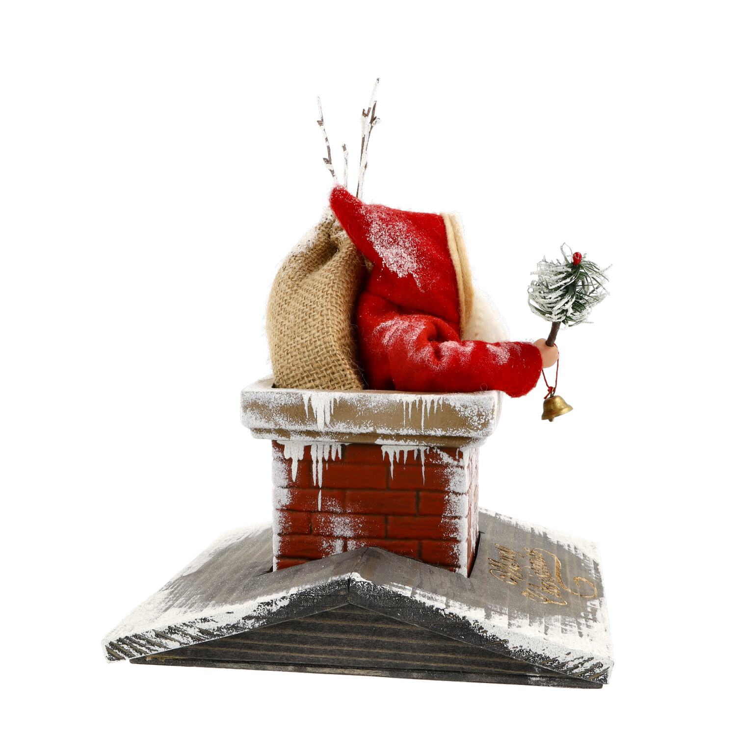 Weihnachtsmann im Schornstein - Marolin Papiermaché - made in Germany