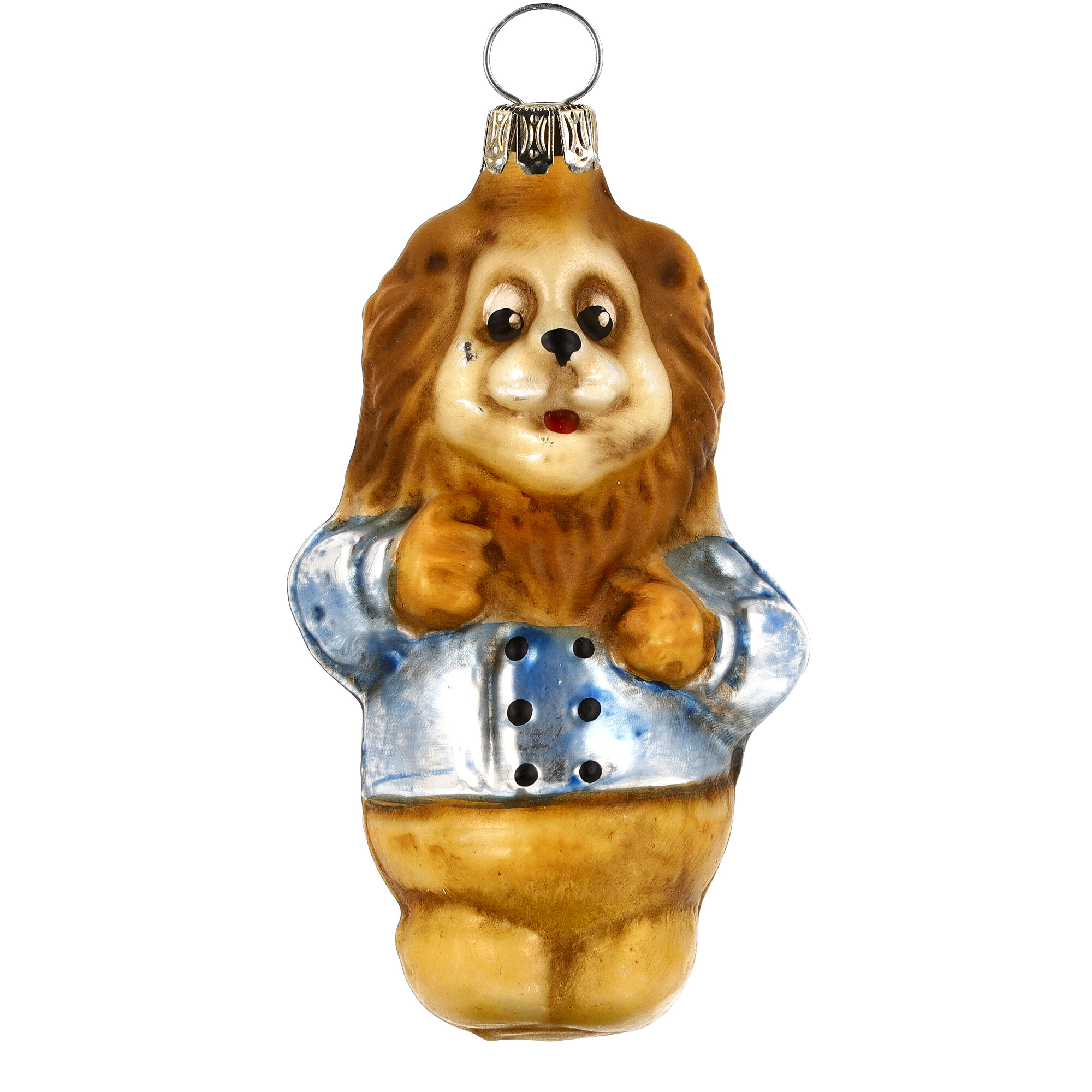 Retro Vintage style Christmas Glass Ornament - Lion with jacket