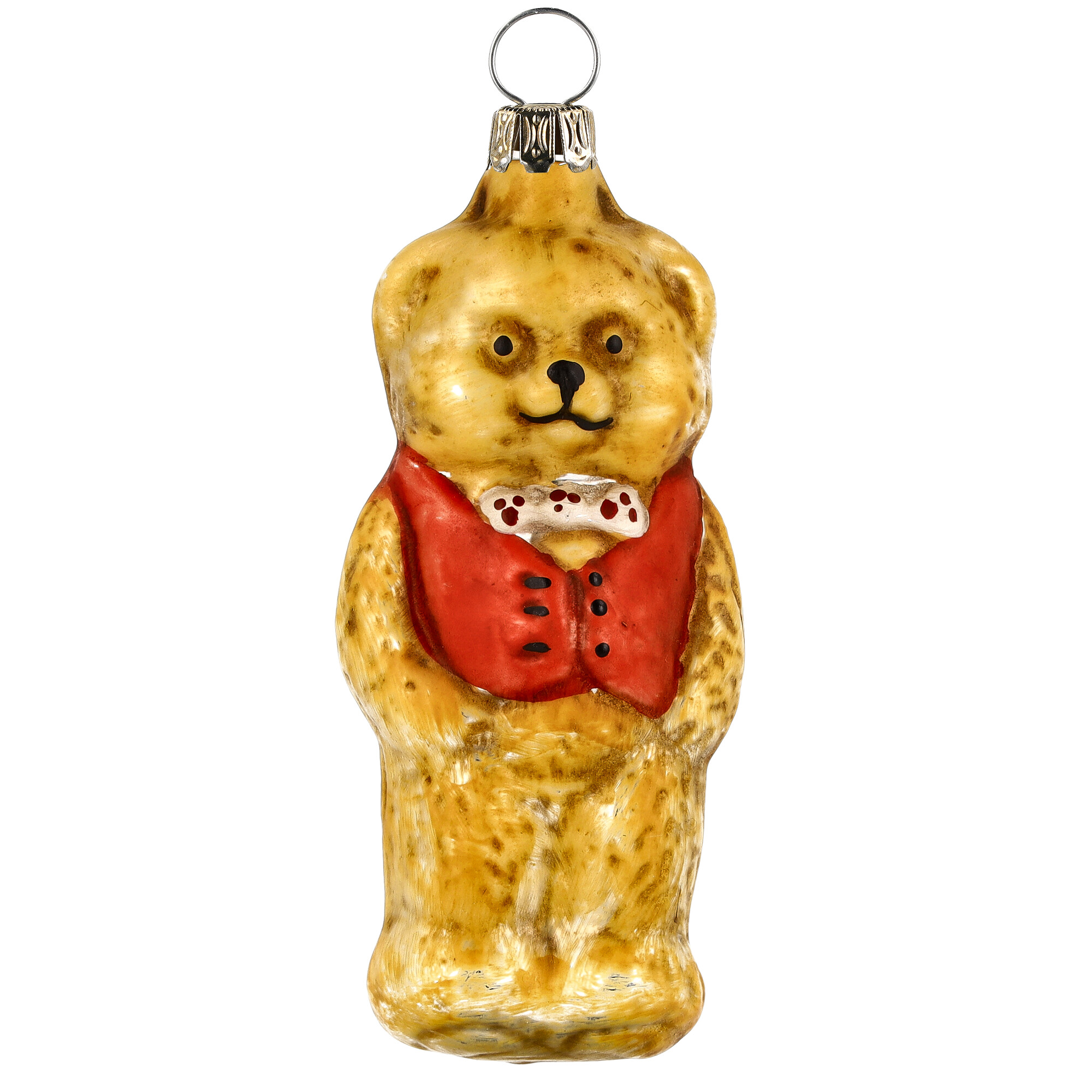 Retro Vintage style Christmas Glass Ornament - Bear with vest