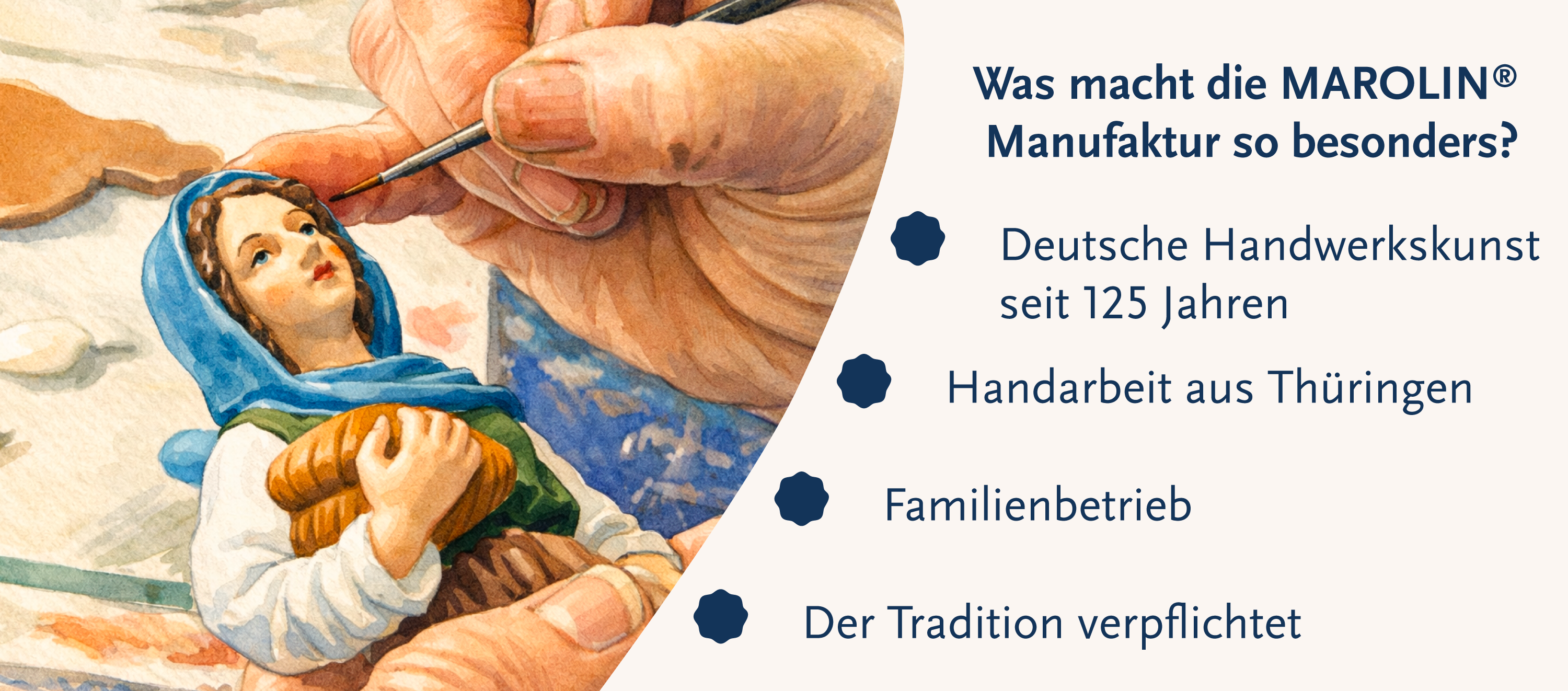 Hand bemalt eine MAROLIN Figur – traditionelle Handarbeit aus Thüringen, Familienbetrieb, deutsche Handwerkskunst seit 125 Jahren.