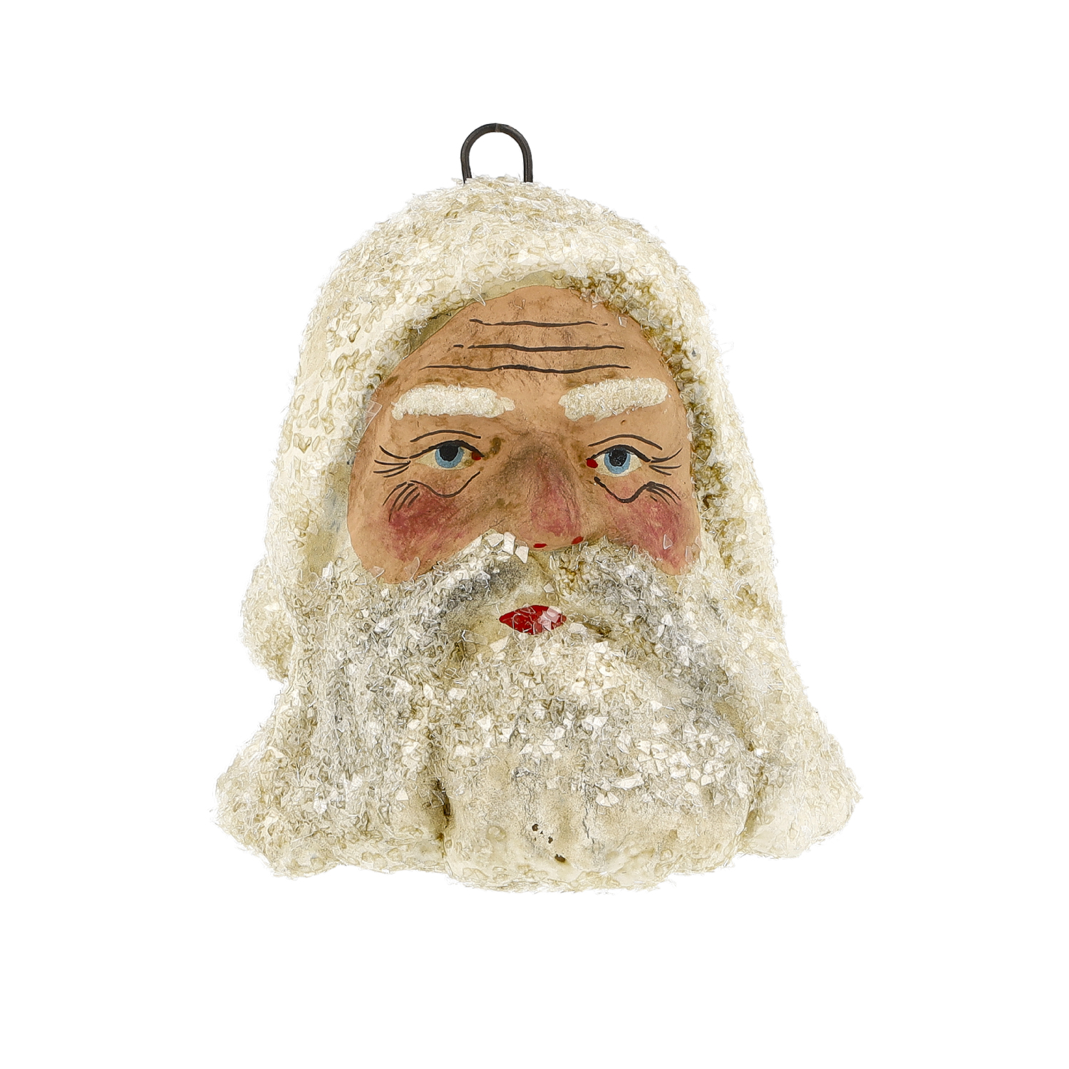 Großer Weihnachtsmannkopf mit Glitter, antikweiß | 3