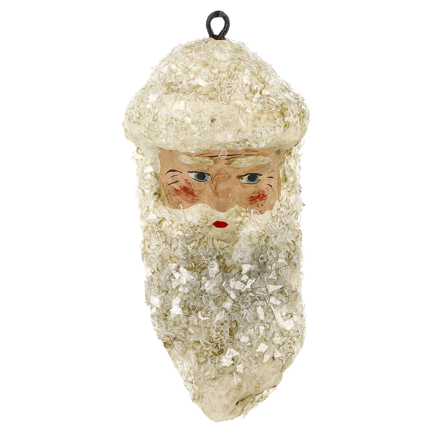 Antiker Weihnachtsmann-Anhänger mit Glitzerschnee