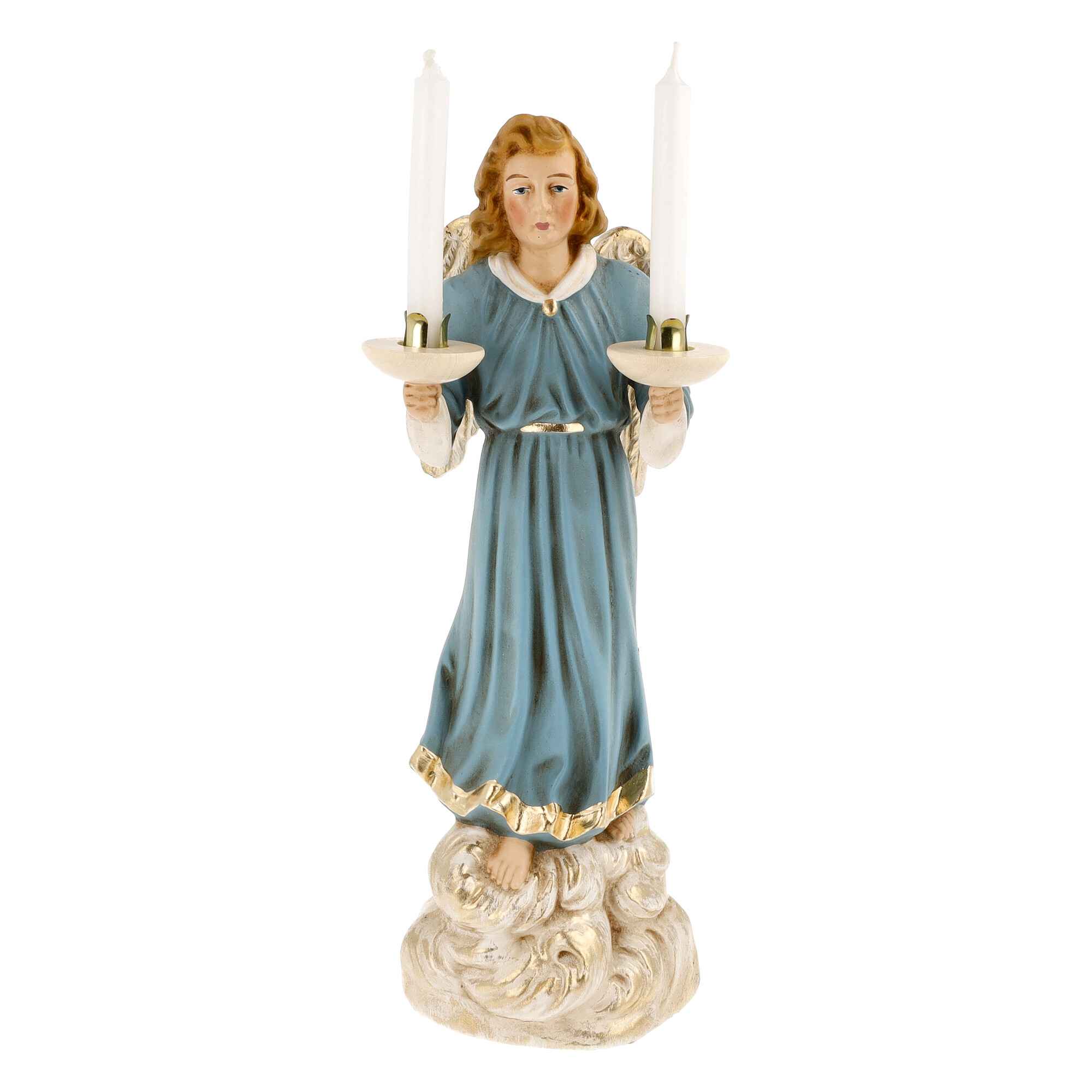 Angel with candles, light blue, small size