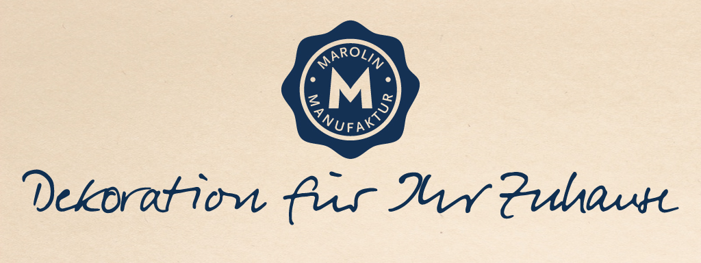 MAROLIN Manufaktur Logo mit Schriftzug „Dekoration für Ihr Zuhause“ – Wohn-Dekoration und Geschenkideen