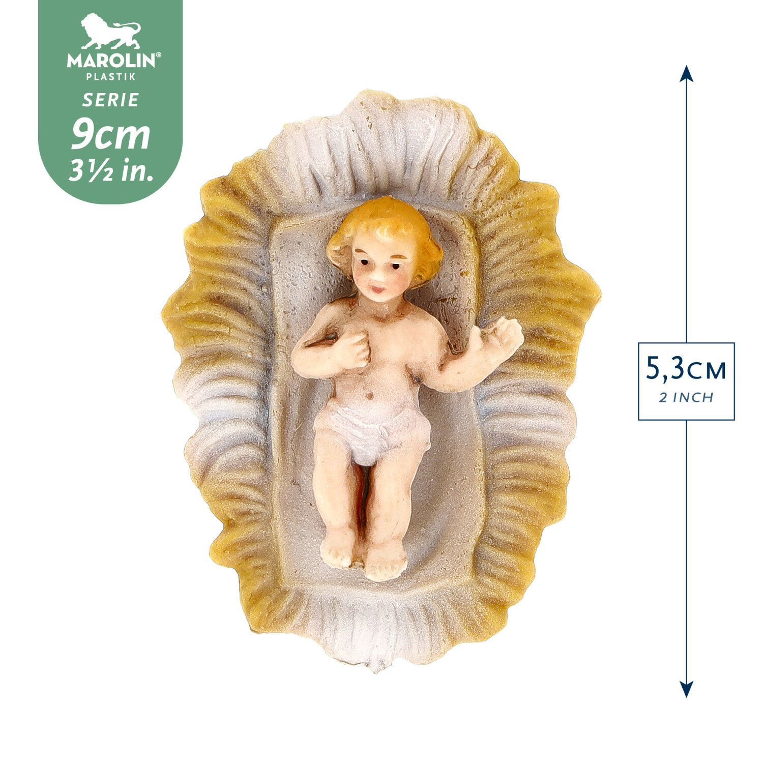 Crib with infant Jesus - Marolin Plastik - Resin Nativity figure - made in Germany