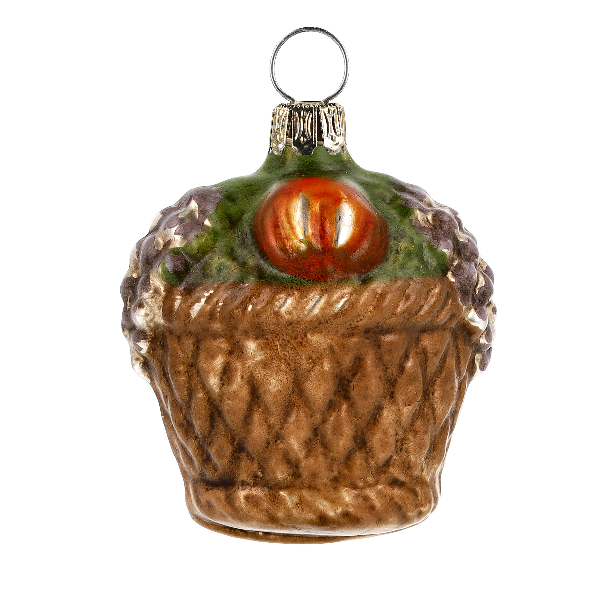 Retro Vintage style Christmas Glass Ornament - Little fruit basket