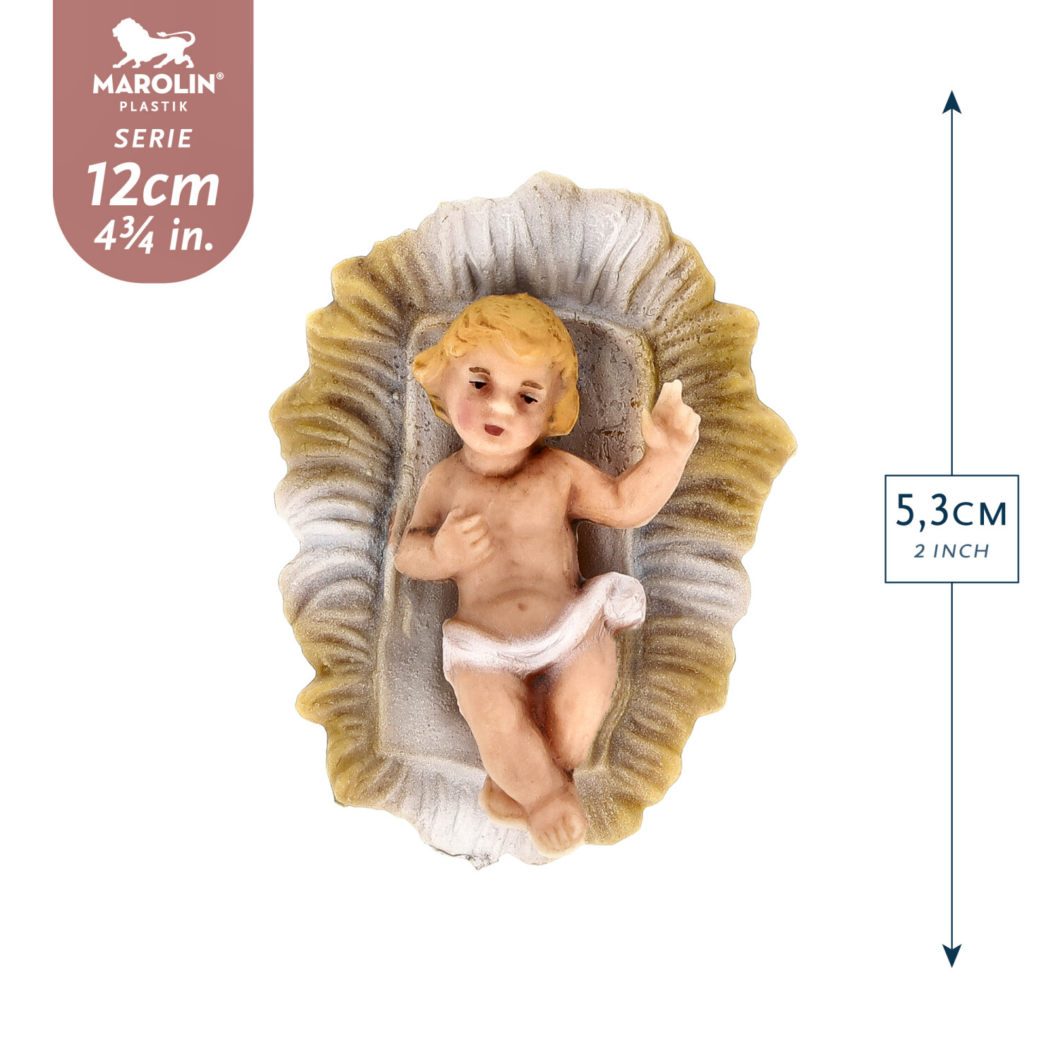 Infant Jesus in crib - Marolin Plastik - Resin Nativity figure - made in Germany