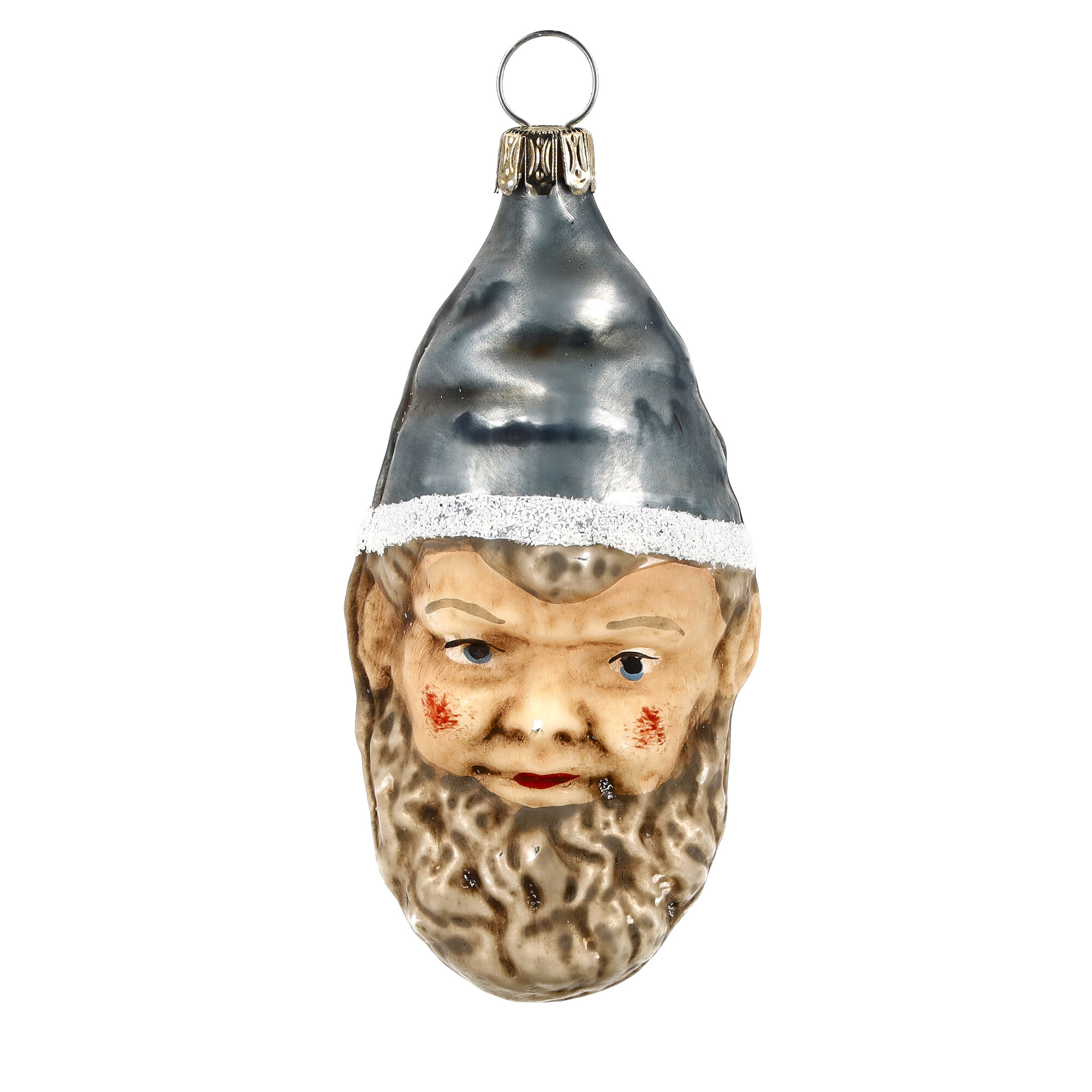 Retro Vintage style Christmas Glass Ornament - Dwarf with blue hat