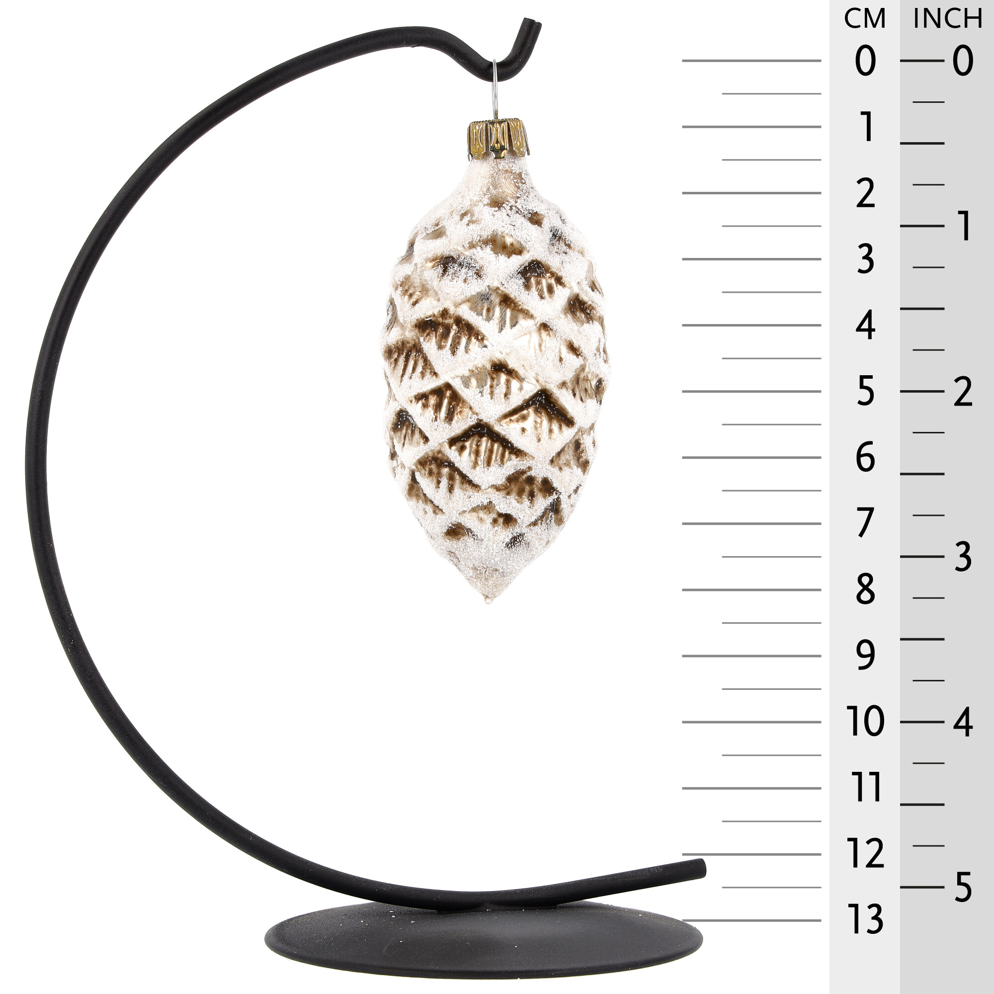 Retro Vintage style Christmas Glass Ornament - Cone with glitter