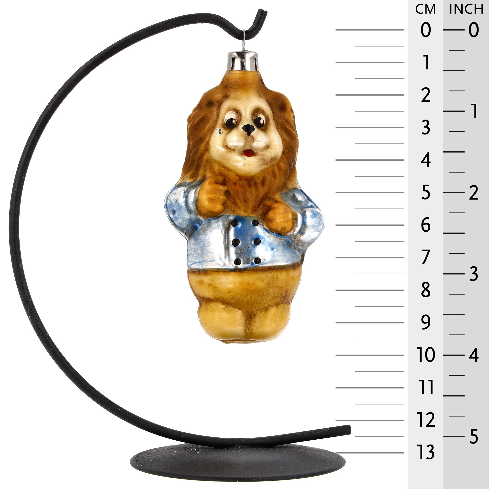 Retro Vintage style Christmas Glass Ornament - Lion with jacket