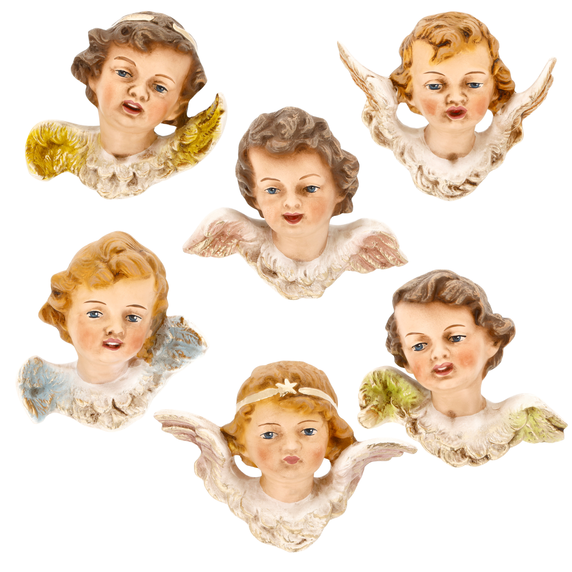 Angel heads with eyelet, 6 pieces