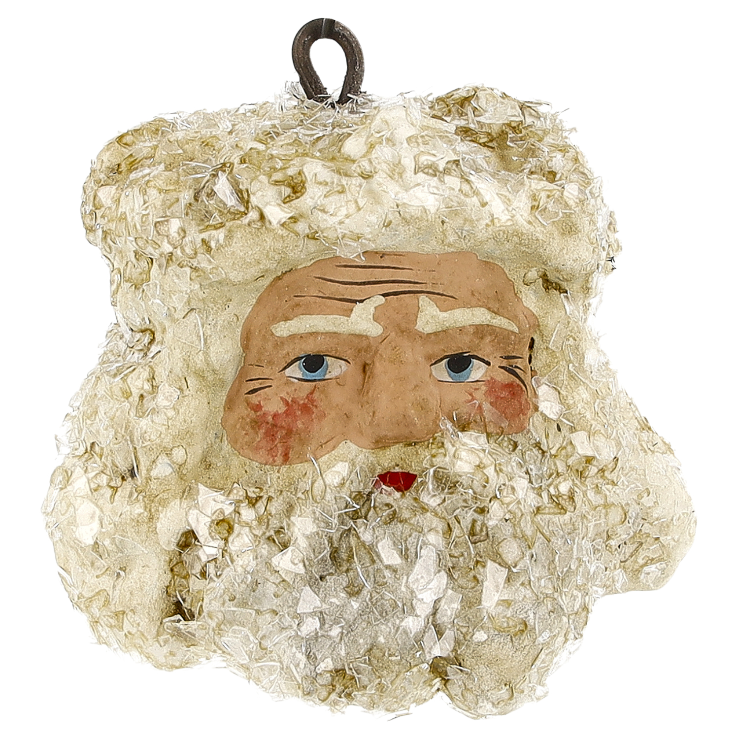 Antiker Christbaumanhänger mit Weihnachtsmannkopf