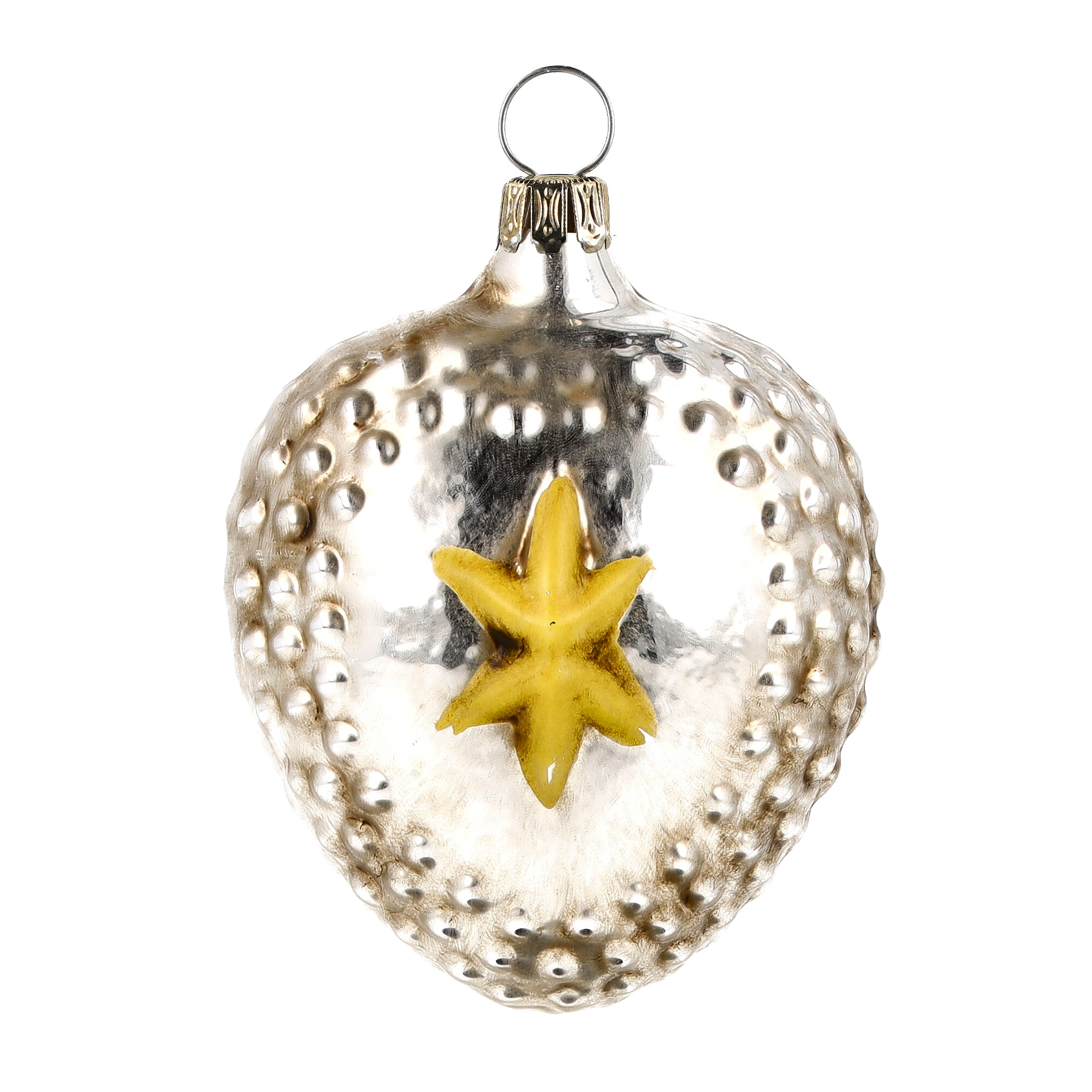 Retro Vintage style Christmas Glass Ornament - Rose heart with knobs and star