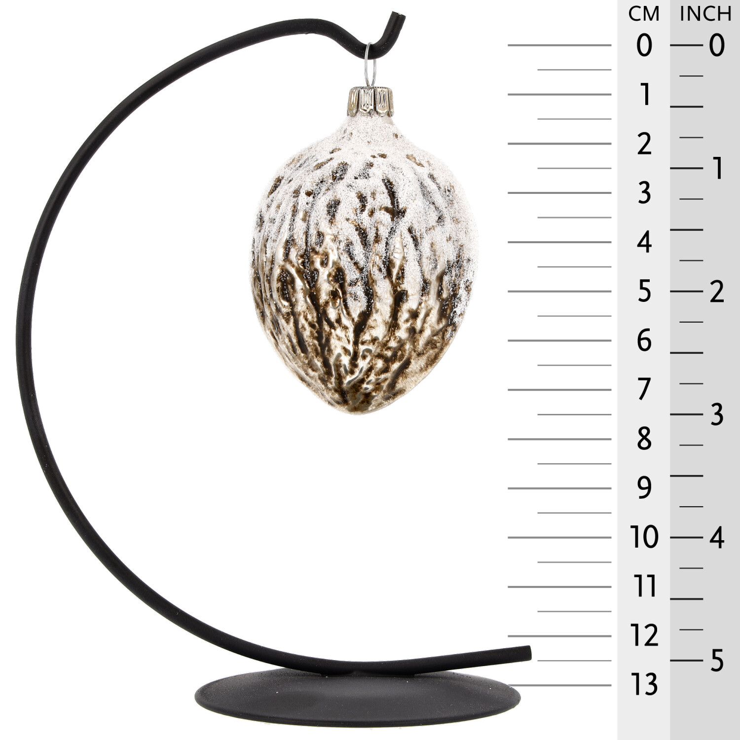 Retro Vintage style Christmas Glass Ornament - Large Walnut with glass mica