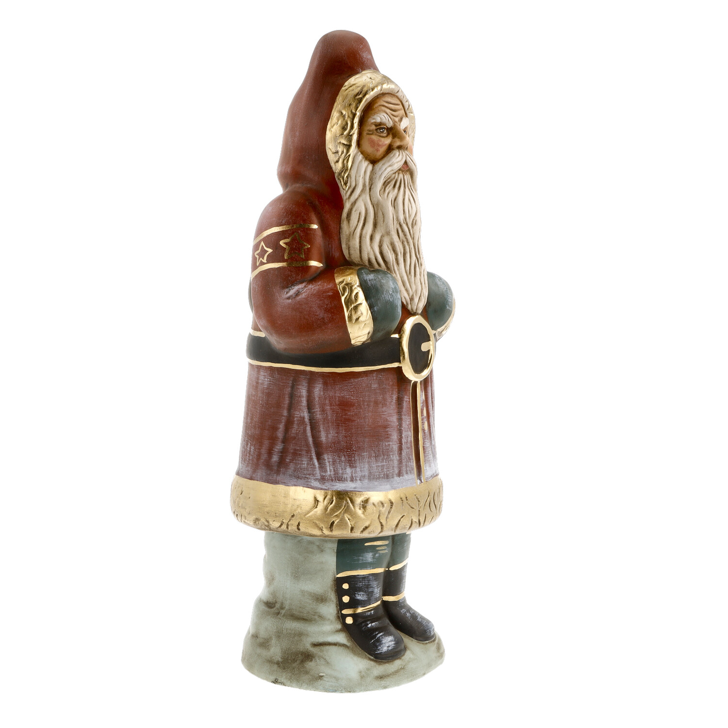 Santa with sack on base, red - Marolin Papermaché - made in Germany